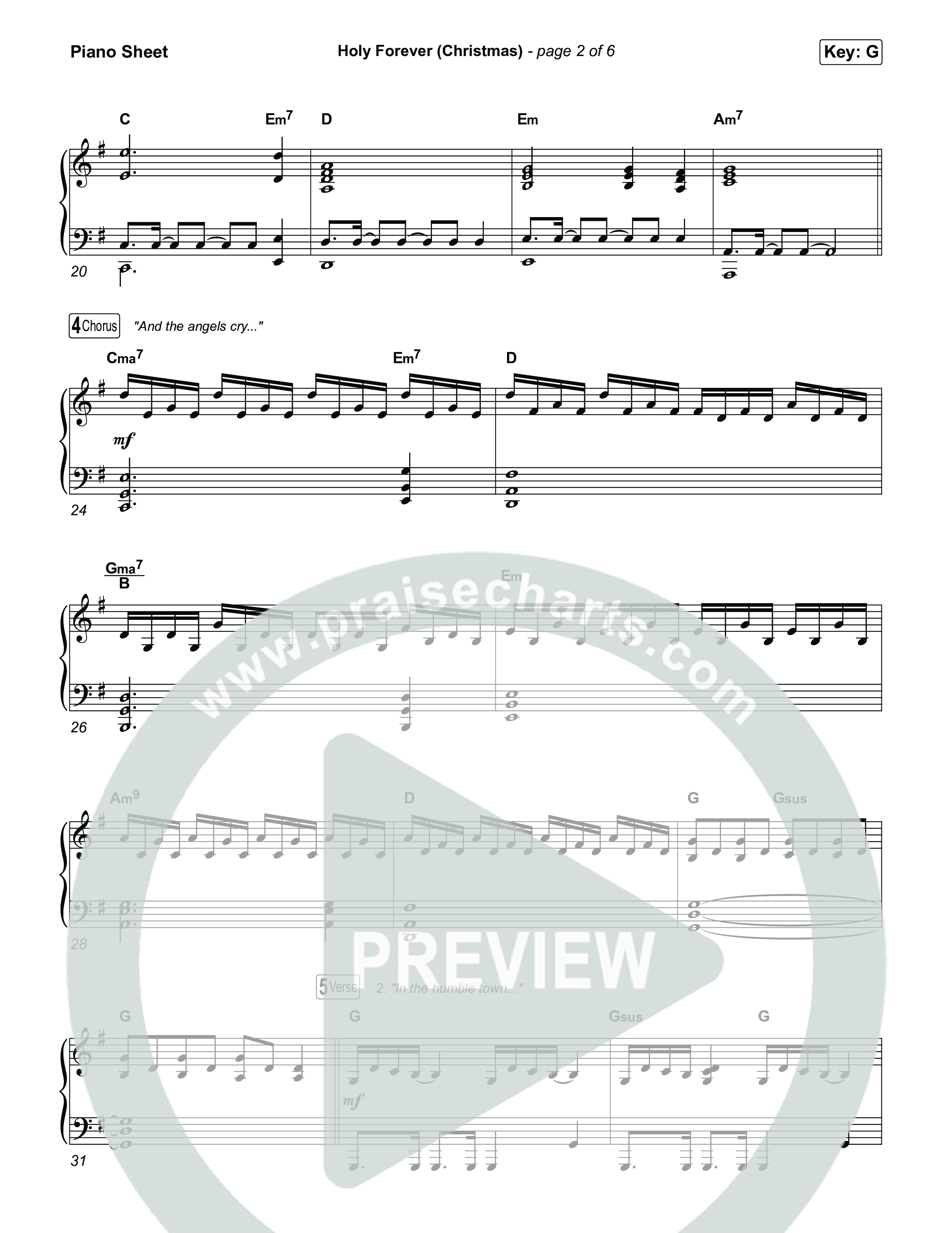 Holy Forever (Christmas) (Unison/2-Part) Piano Sheet (Chris Tomlin / Arr. Luke Gambill)