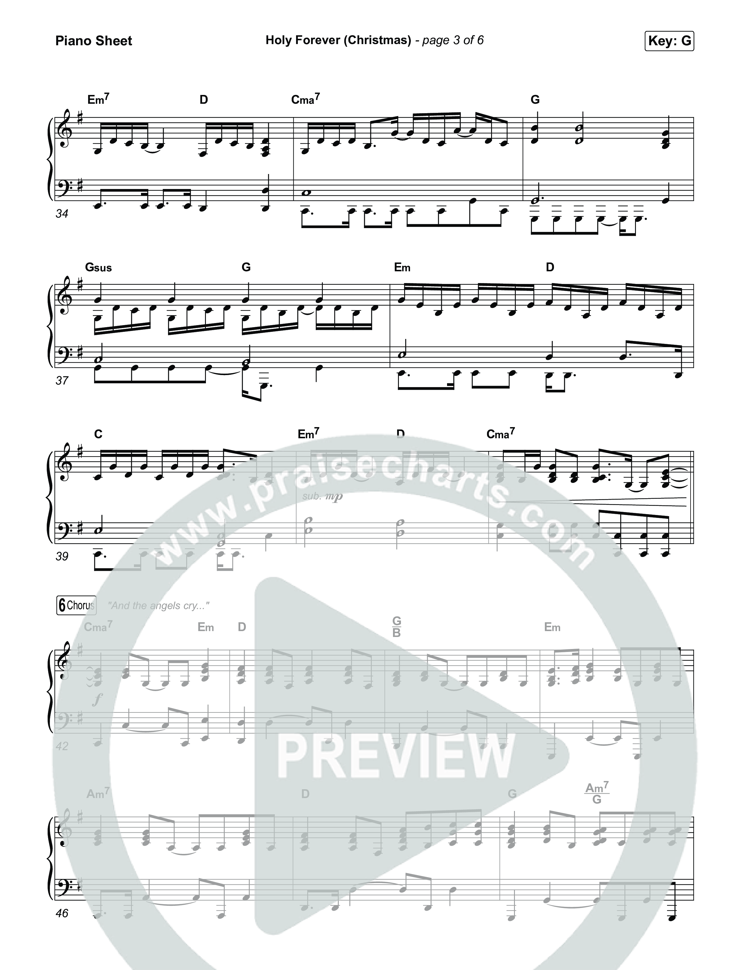 Holy Forever (Christmas) (Unison/2-Part) Piano Sheet (Chris Tomlin / Arr. Luke Gambill)