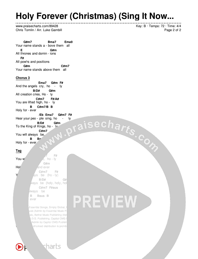 Holy Forever (Christmas) (Sing It Now) Chords & Lyrics (Chris Tomlin / Arr. Luke Gambill)