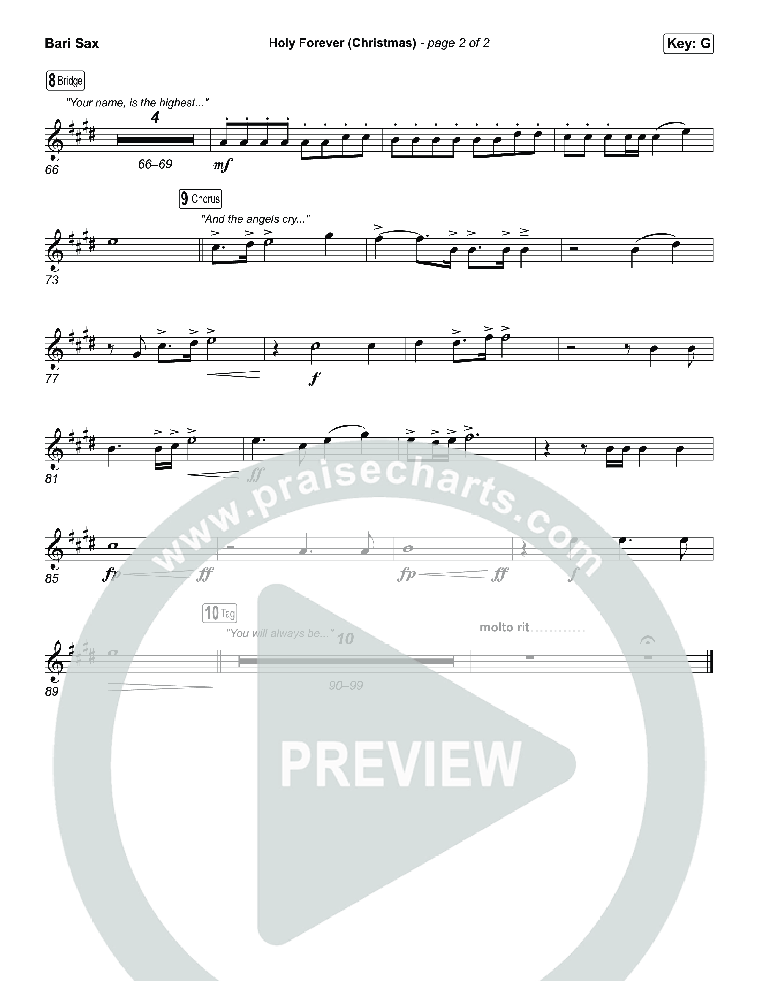 Holy Forever (Christmas) (Sing It Now) Bari Sax (Chris Tomlin / Arr. Luke Gambill)