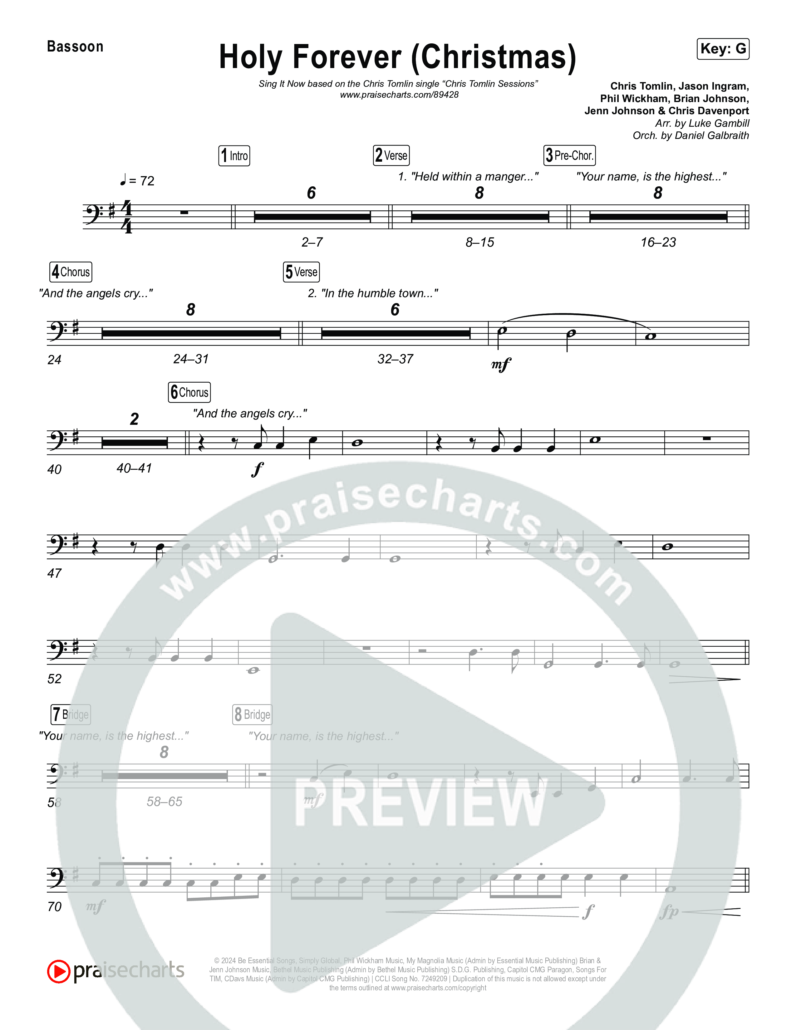 Holy Forever (Christmas) (Sing It Now) Bassoon (Chris Tomlin / Arr. Luke Gambill)