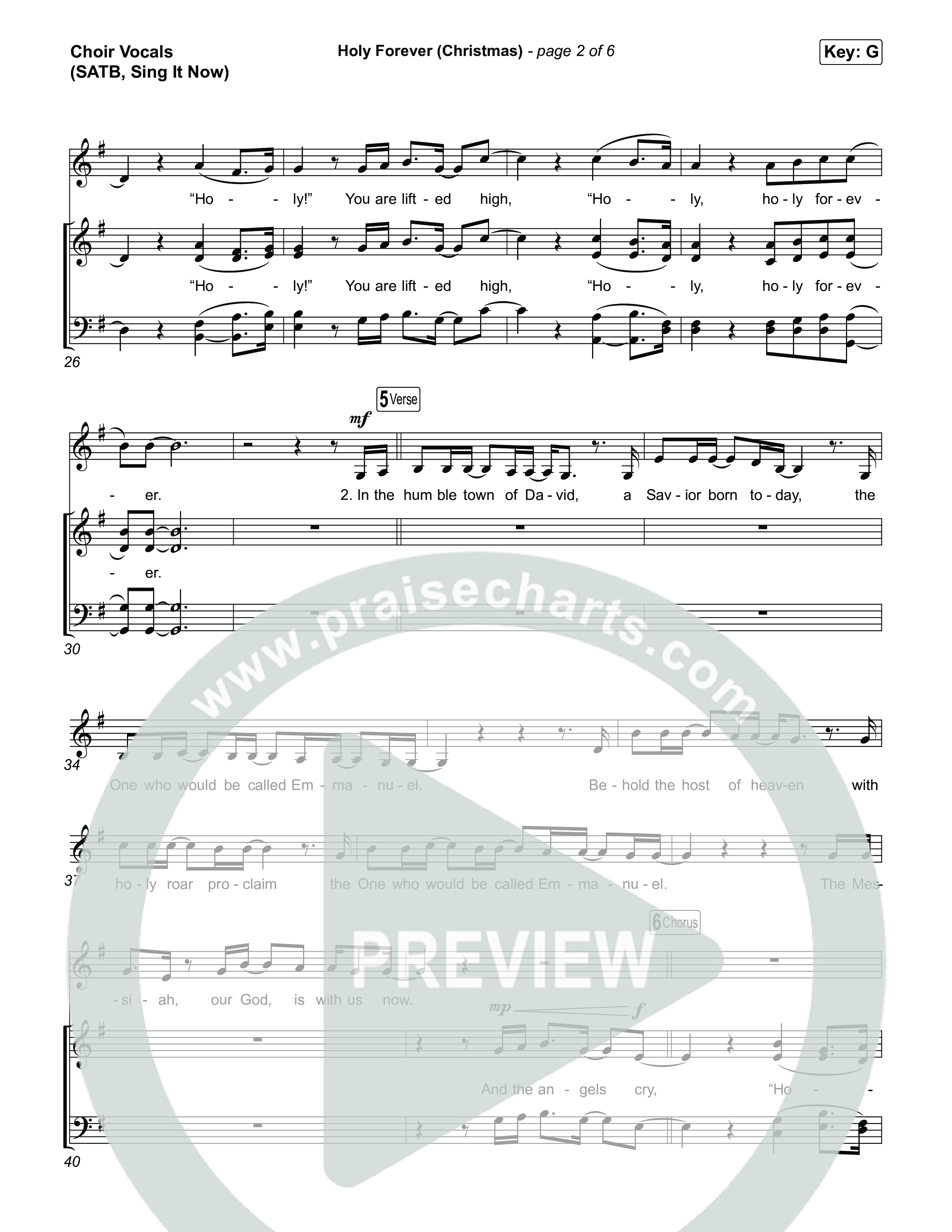 Holy Forever (Christmas) (Sing It Now) Choir Sheet (SATB) (Chris Tomlin / Arr. Luke Gambill)