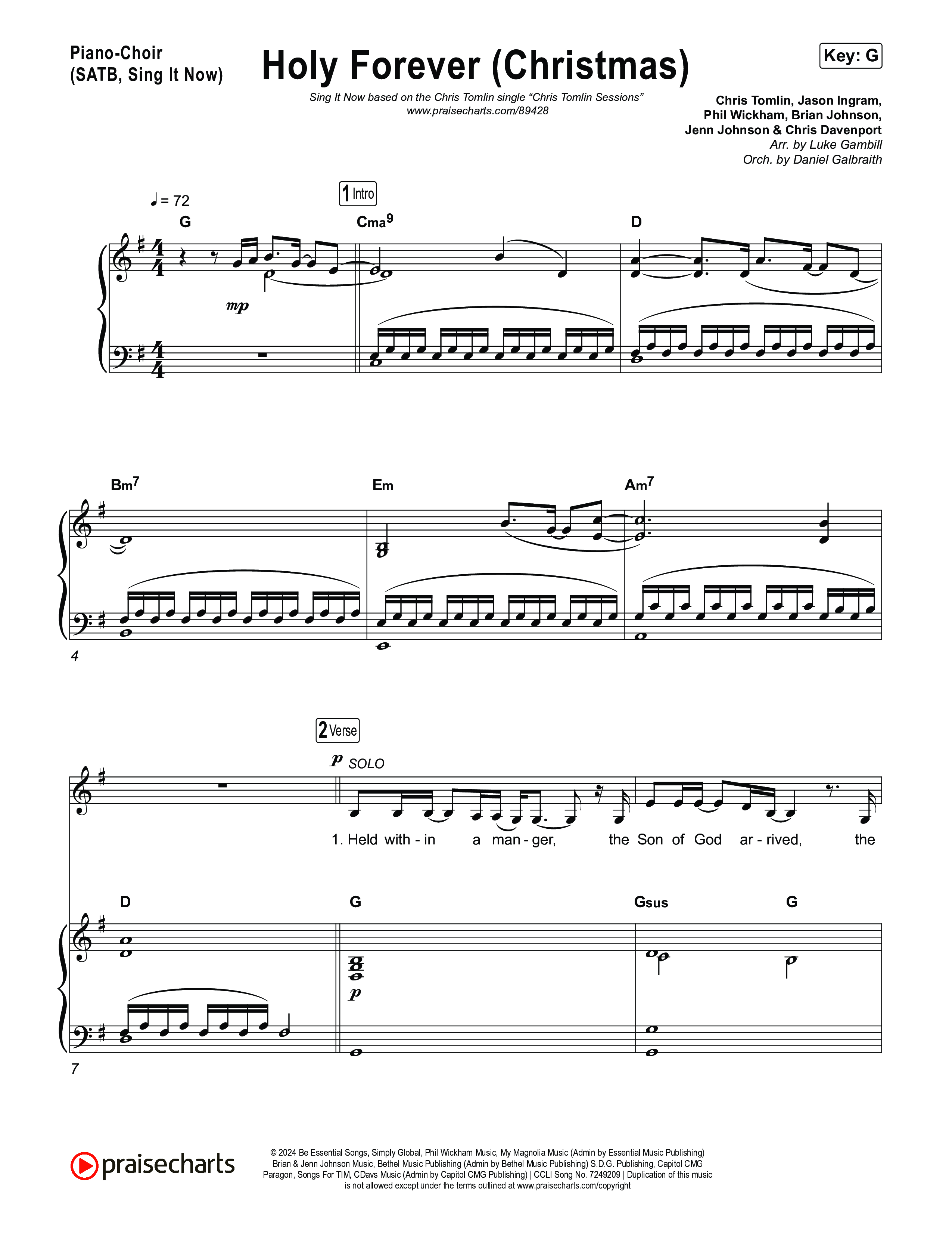 Holy Forever (Christmas) (Sing It Now) Piano/Choir (SATB) (Chris Tomlin / Arr. Luke Gambill)