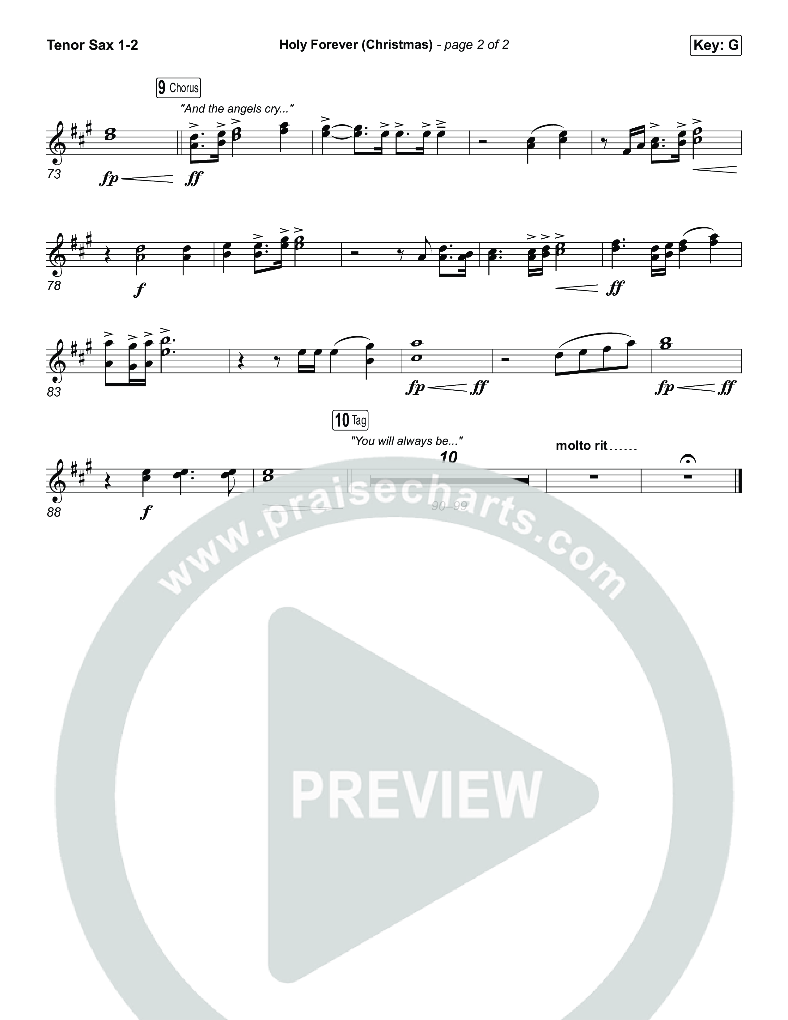 Holy Forever (Christmas) (Sing It Now) Tenor Sax 1/2 (Chris Tomlin / Arr. Luke Gambill)