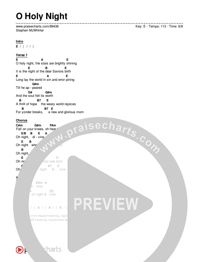 O Holy Night Chords & Lyrics (Stephen McWhirter)