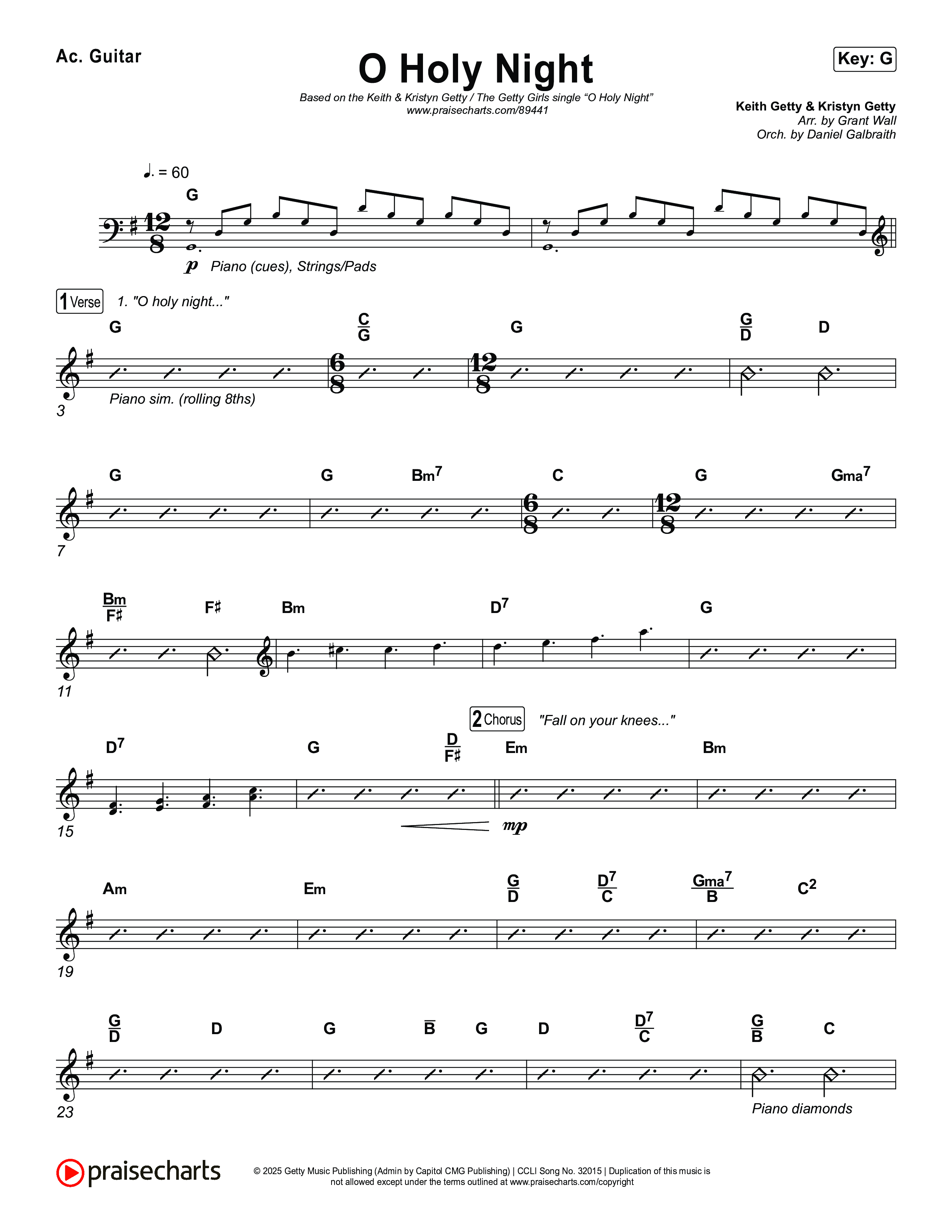 O Holy Night Acoustic Guitar (Keith & Kristyn Getty / The Getty Girls)