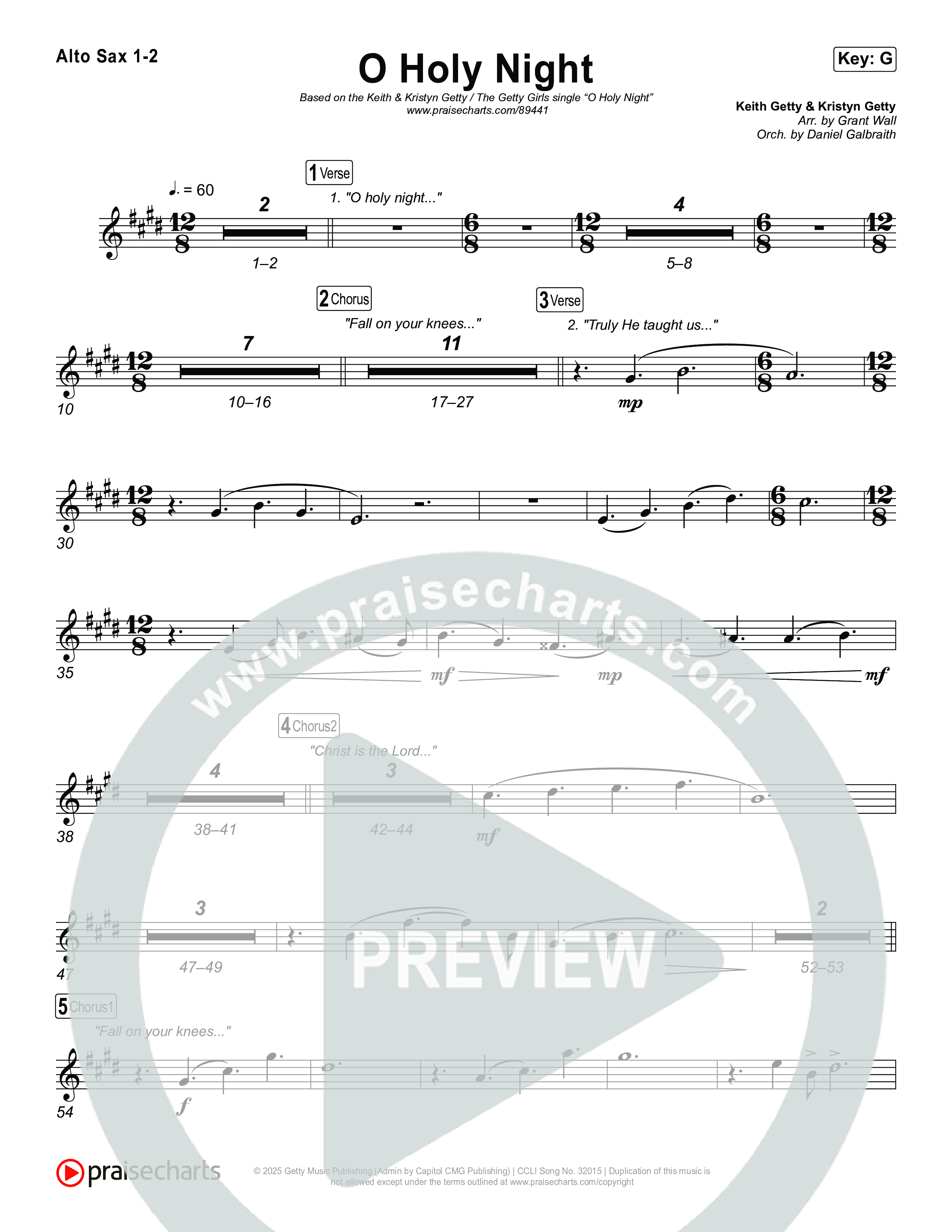 O Holy Night Alto Sax 1,2 (Keith & Kristyn Getty / The Getty Girls)