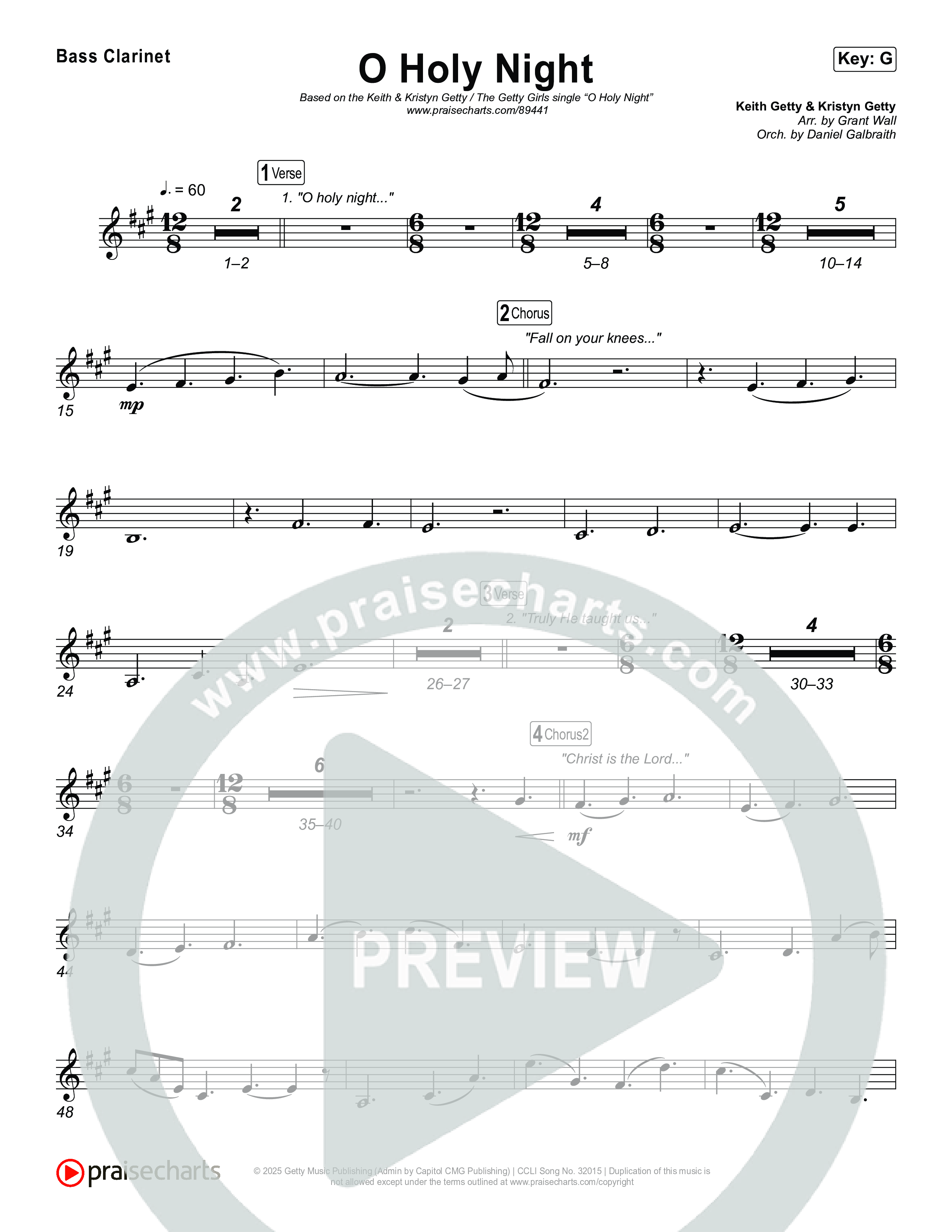 O Holy Night Bass Clarinet (Keith & Kristyn Getty / The Getty Girls)