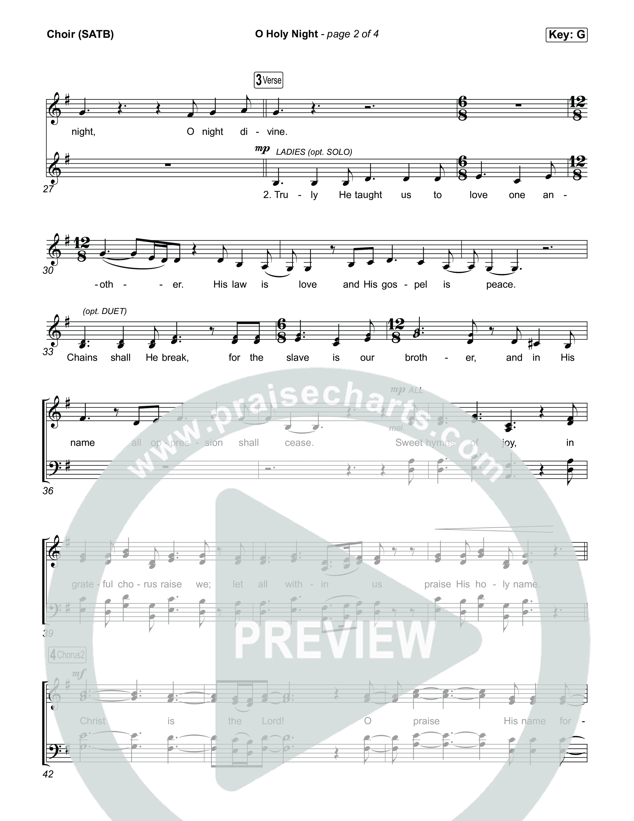 O Holy Night Choir Sheet (SATB) (Keith & Kristyn Getty / The Getty Girls)
