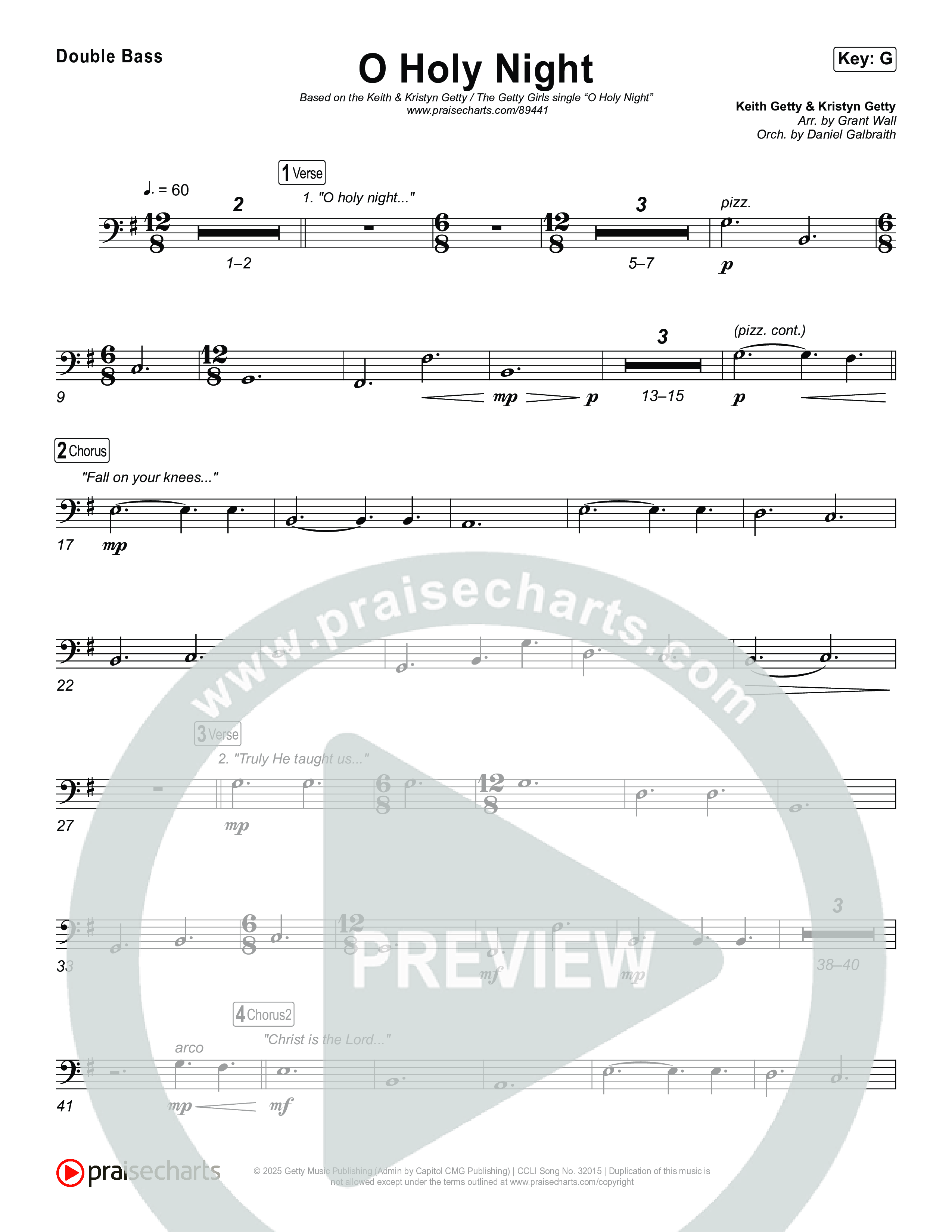 O Holy Night String Bass (Keith & Kristyn Getty / The Getty Girls)