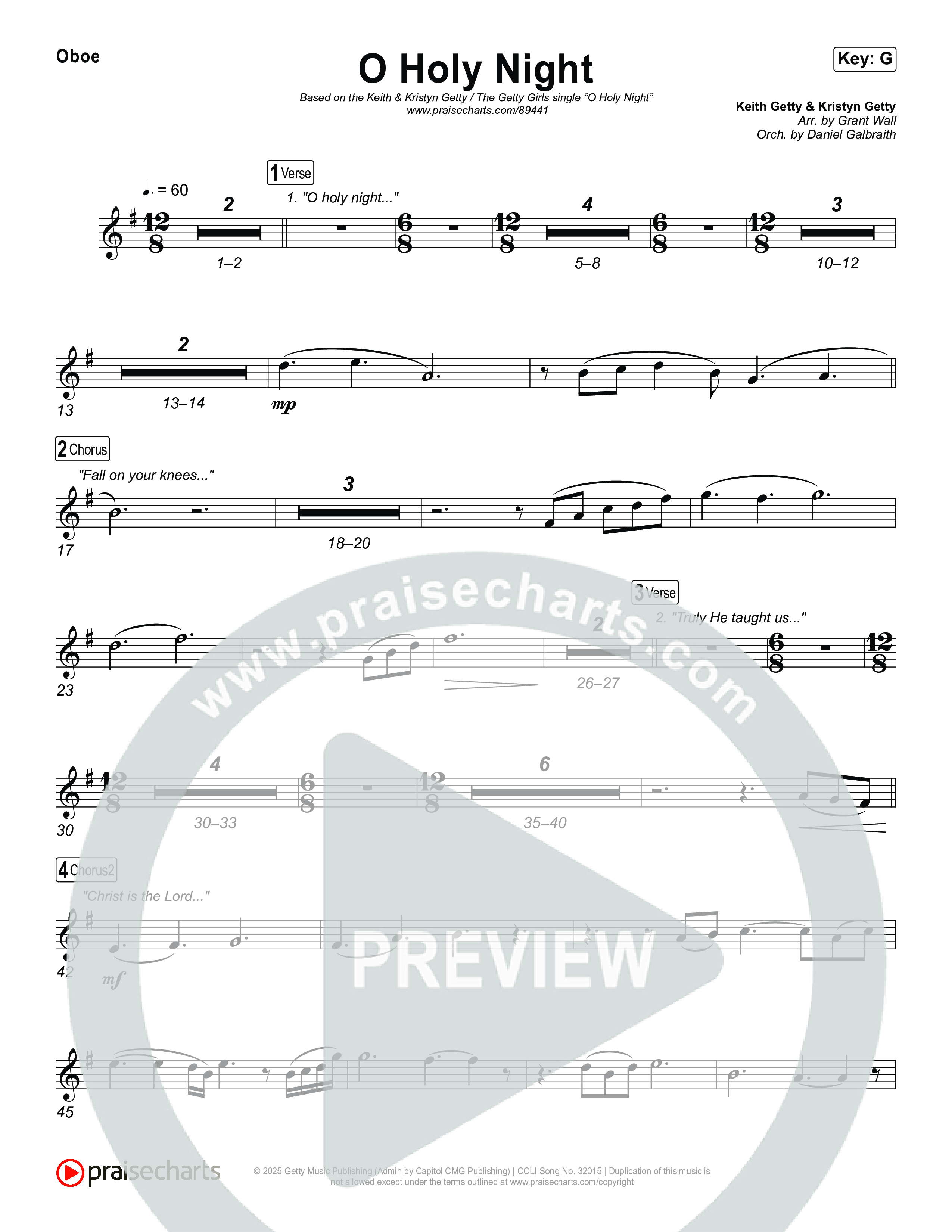 O Holy Night Oboe (Keith & Kristyn Getty / The Getty Girls)