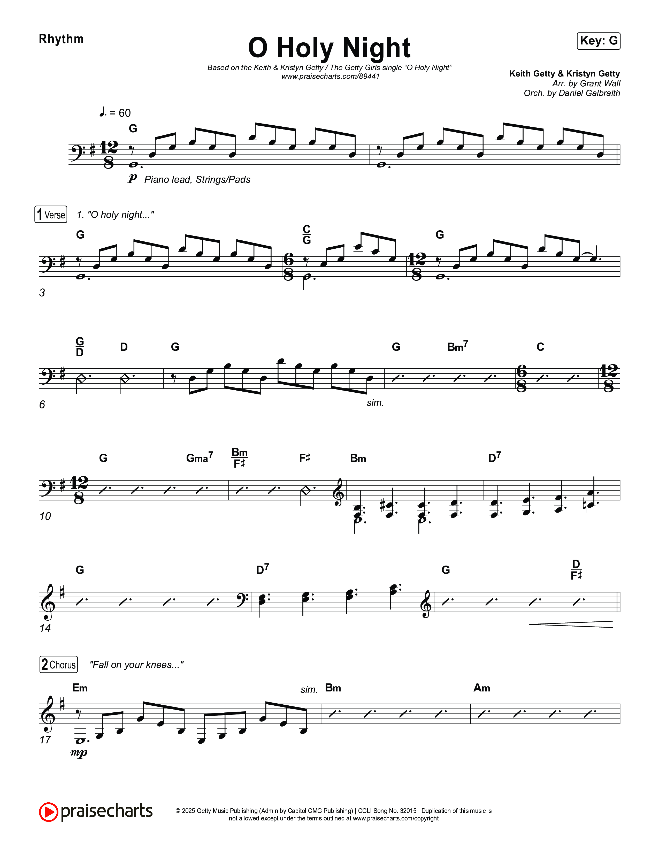 O Holy Night Rhythm Chart (Keith & Kristyn Getty / The Getty Girls)