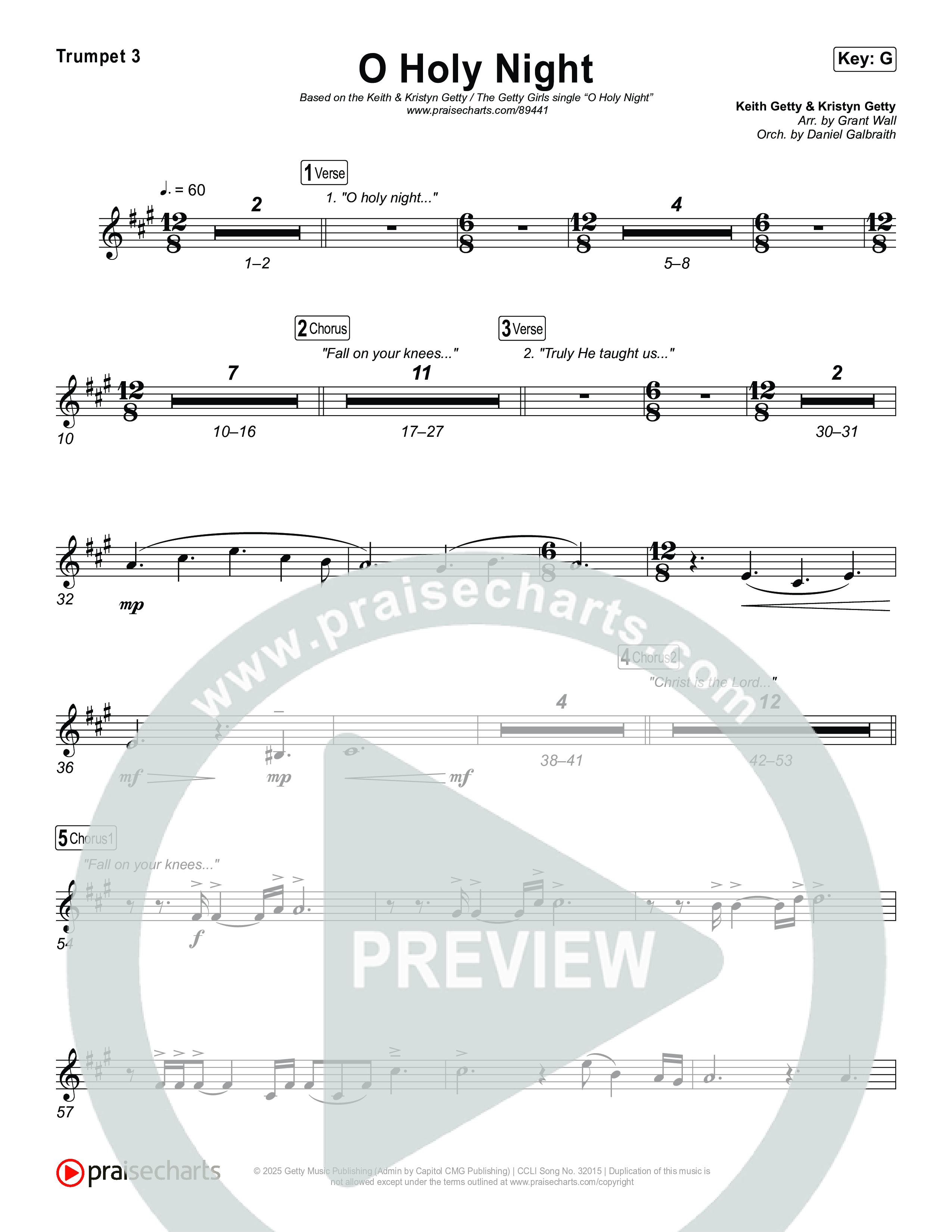 O Holy Night Trumpet 3 (Keith & Kristyn Getty / The Getty Girls)