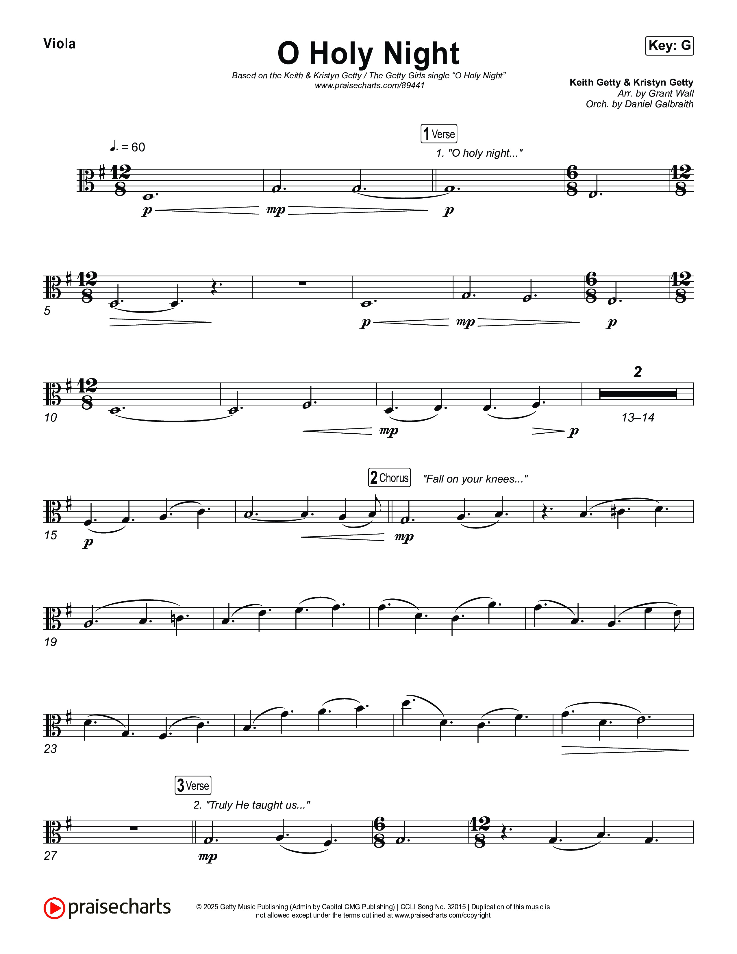 O Holy Night Viola (Keith & Kristyn Getty / The Getty Girls)