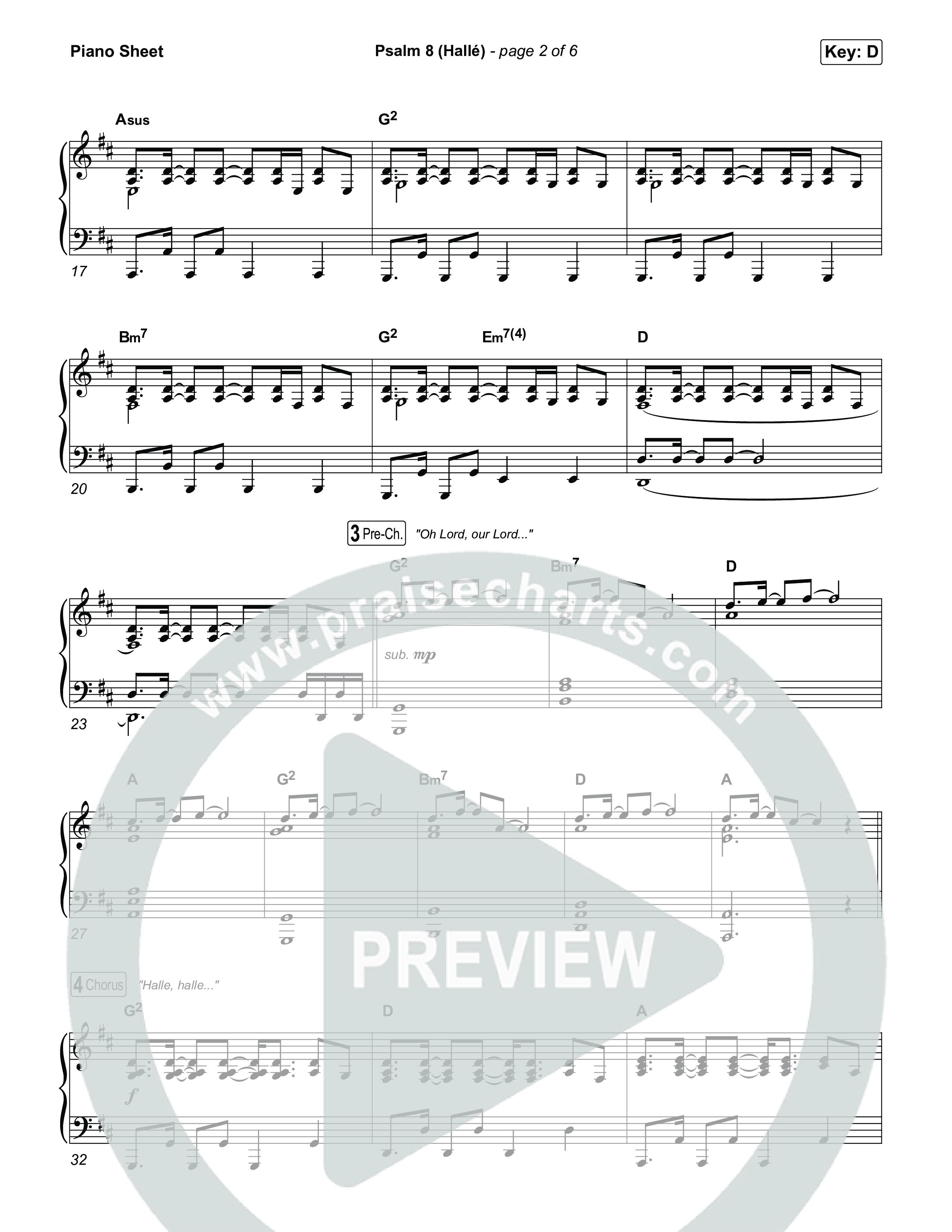 Psalm 8 (Hallé) Piano Sheet (Phil Wickham)