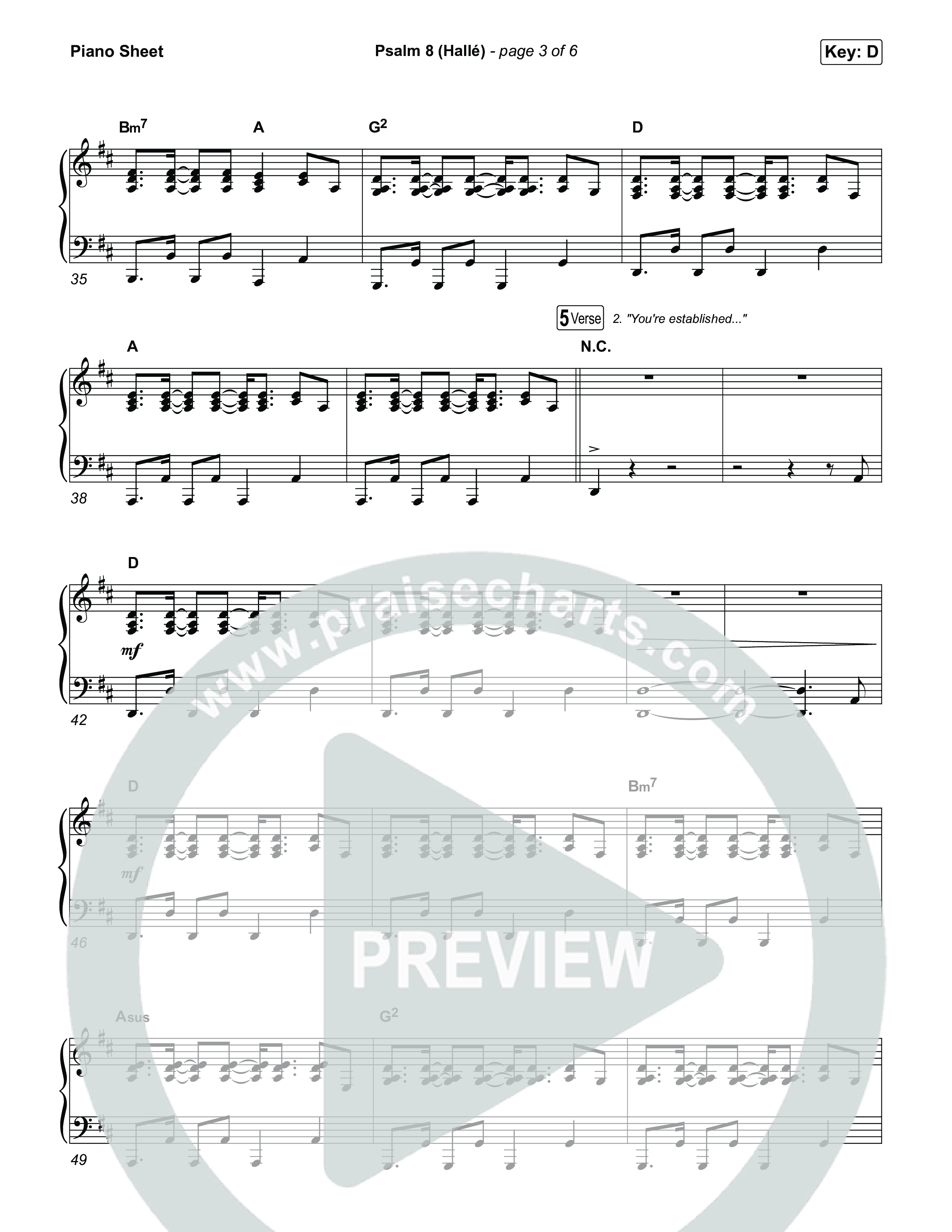 Psalm 8 (Hallé) Piano Sheet (Phil Wickham)