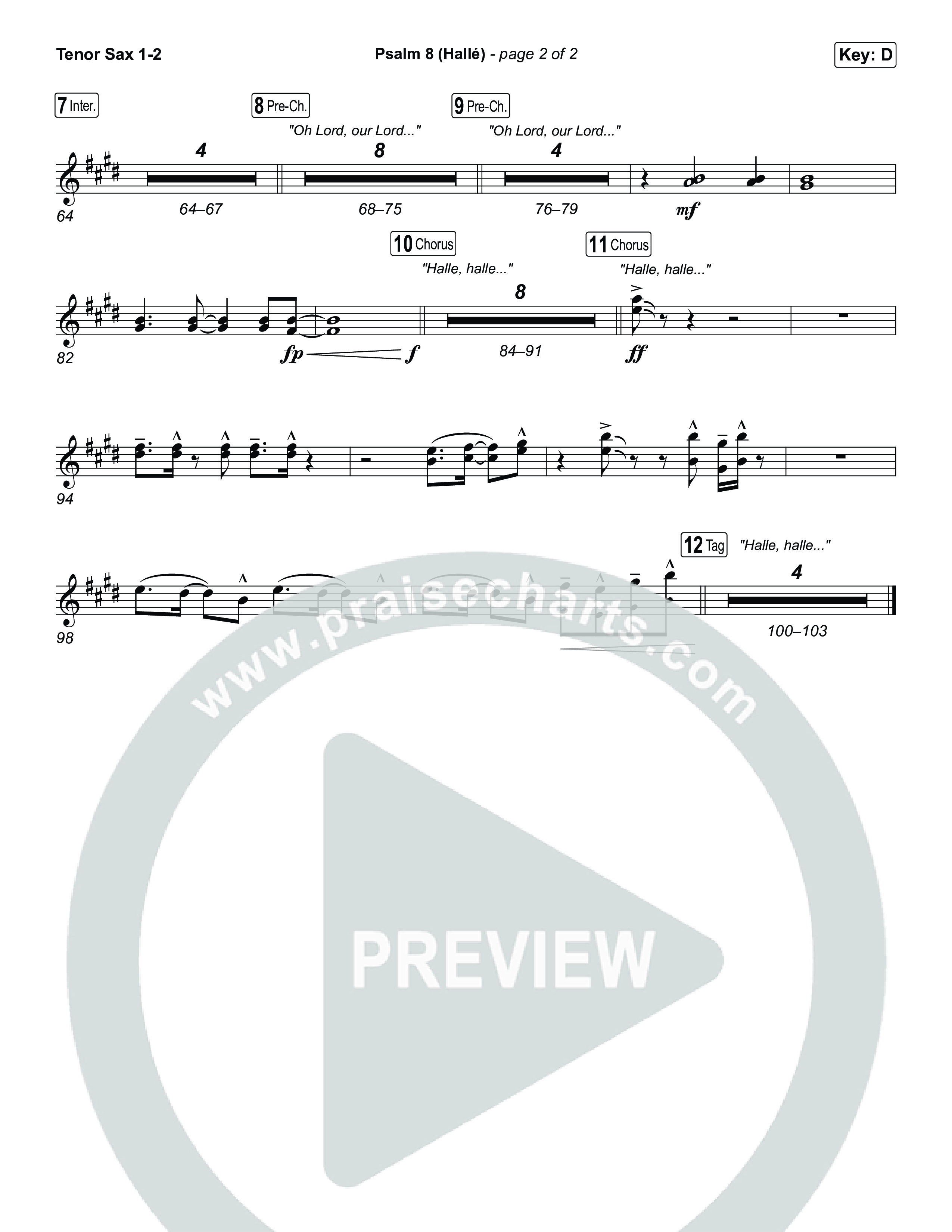 Psalm 8 (Hallé) Tenor Sax 1,2 (Phil Wickham)