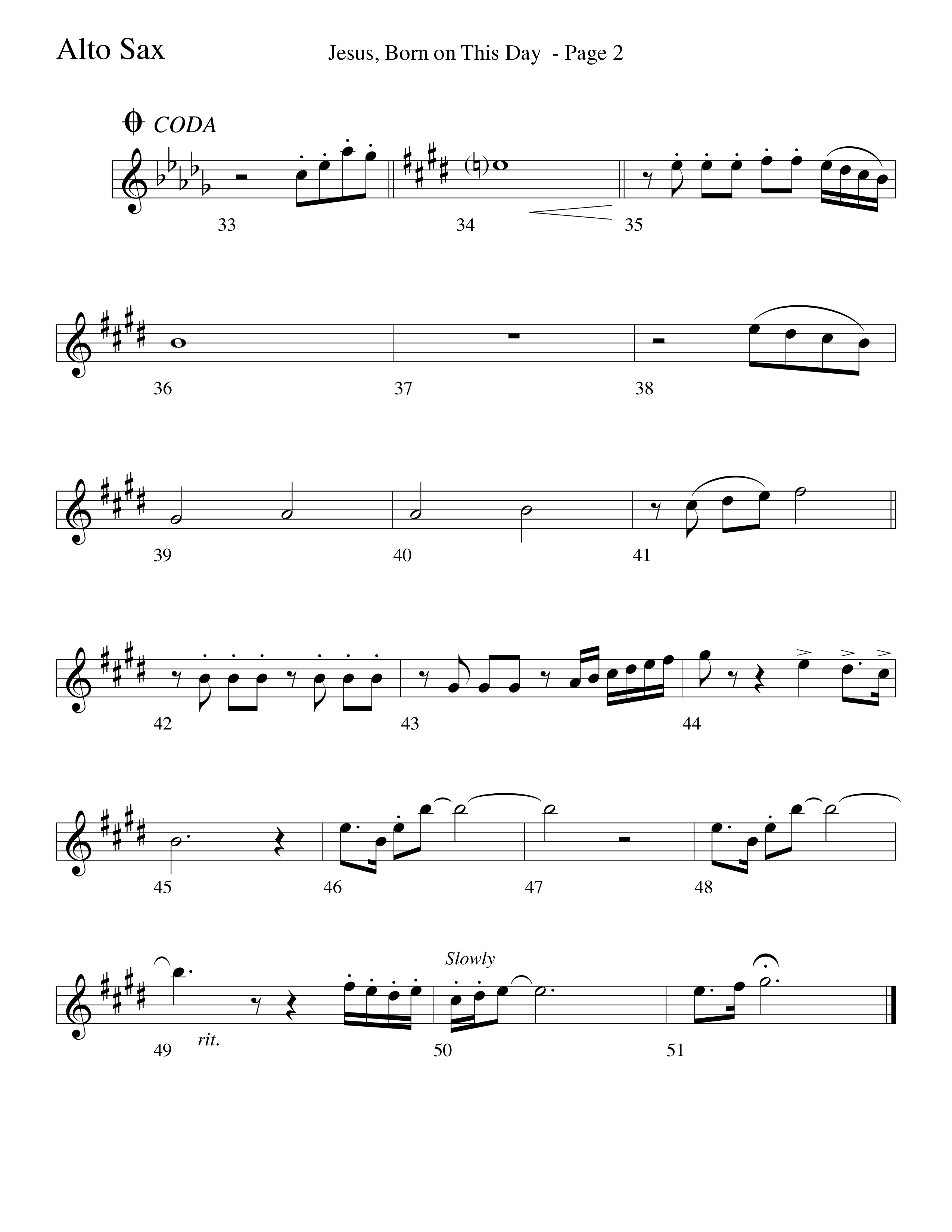 Jesus Born On This Day Alto Sax (Word Music Choral / Arr. Dave Williamson)
