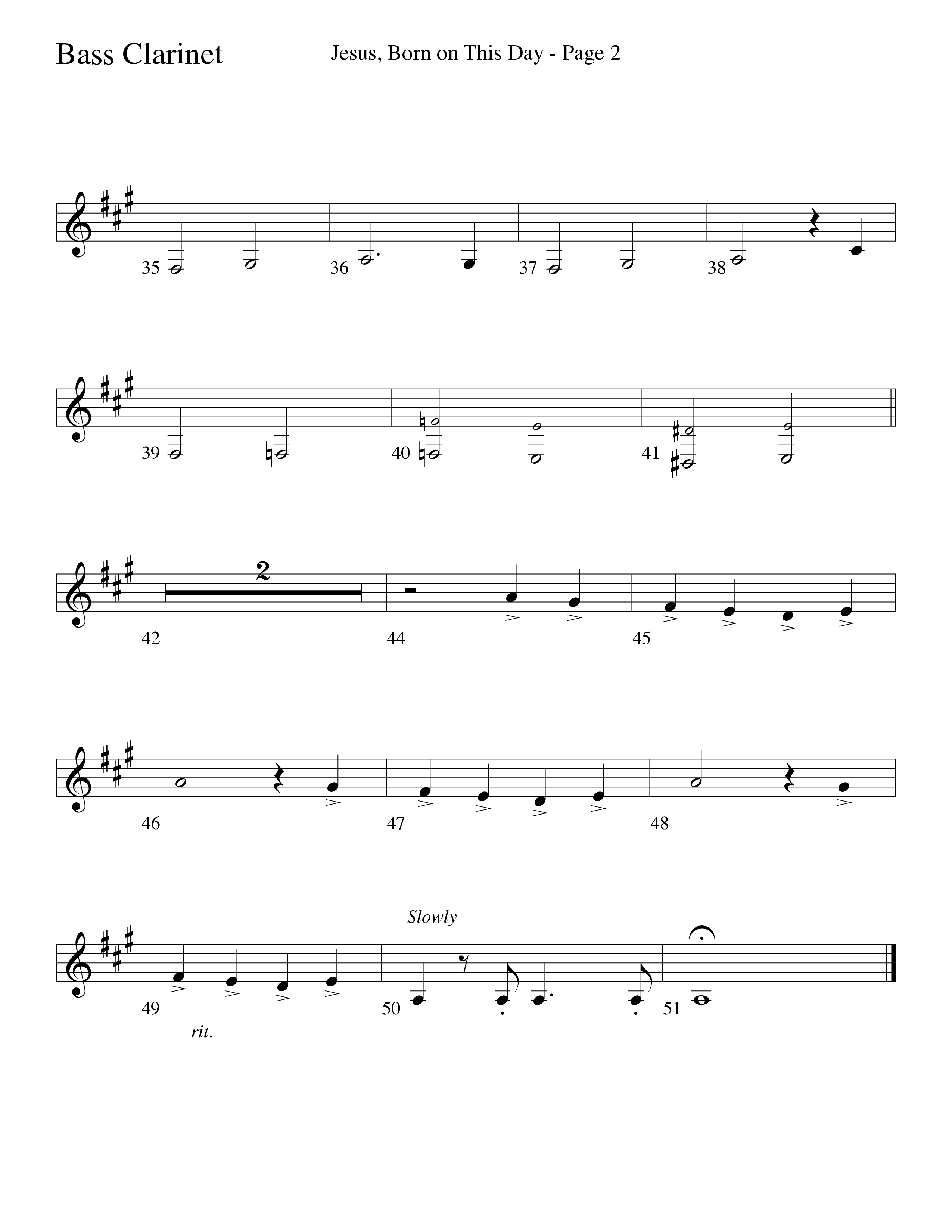 Jesus Born On This Day Bass Clarinet (Word Music Choral / Arr. Dave Williamson)