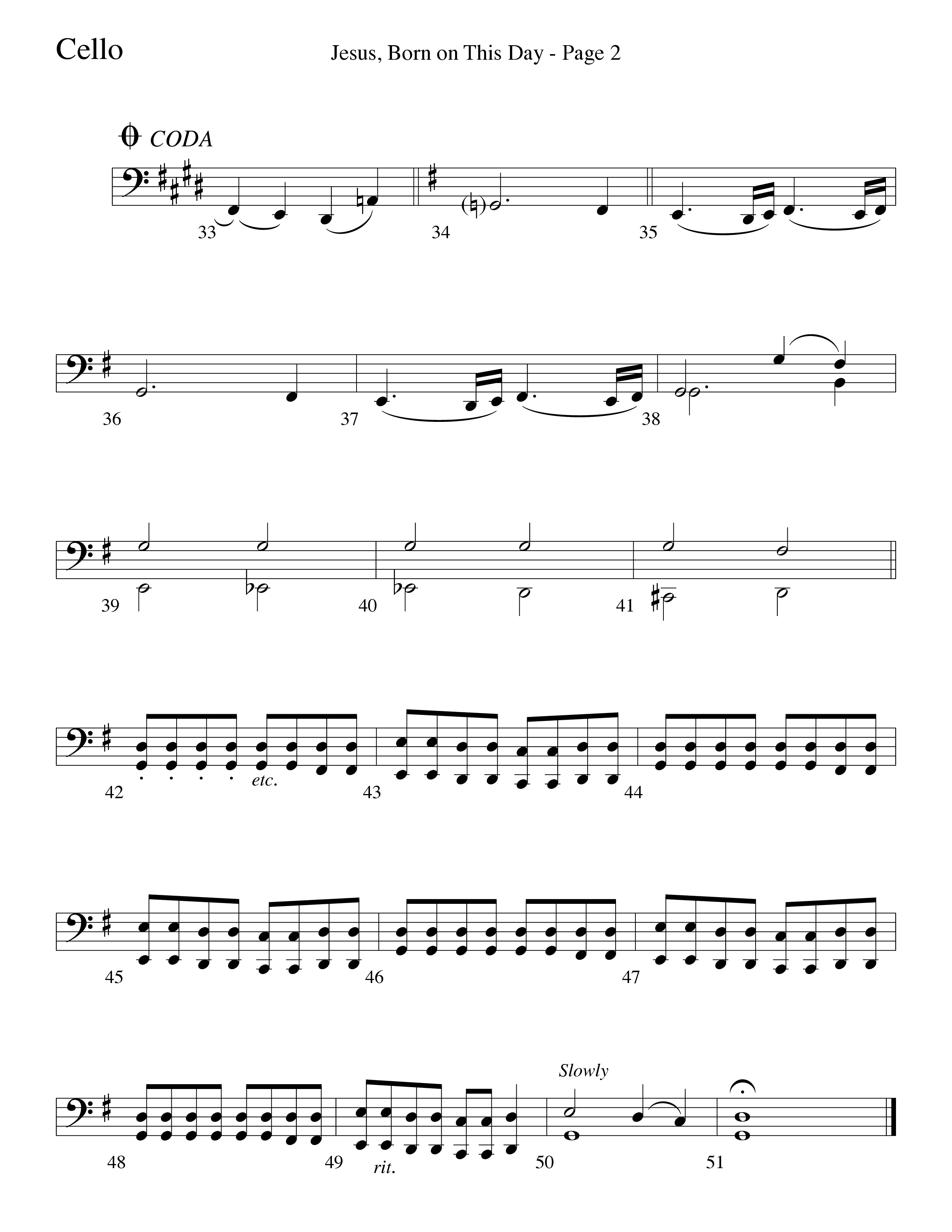 Jesus Born On This Day Cello (Word Music Choral / Arr. Dave Williamson)