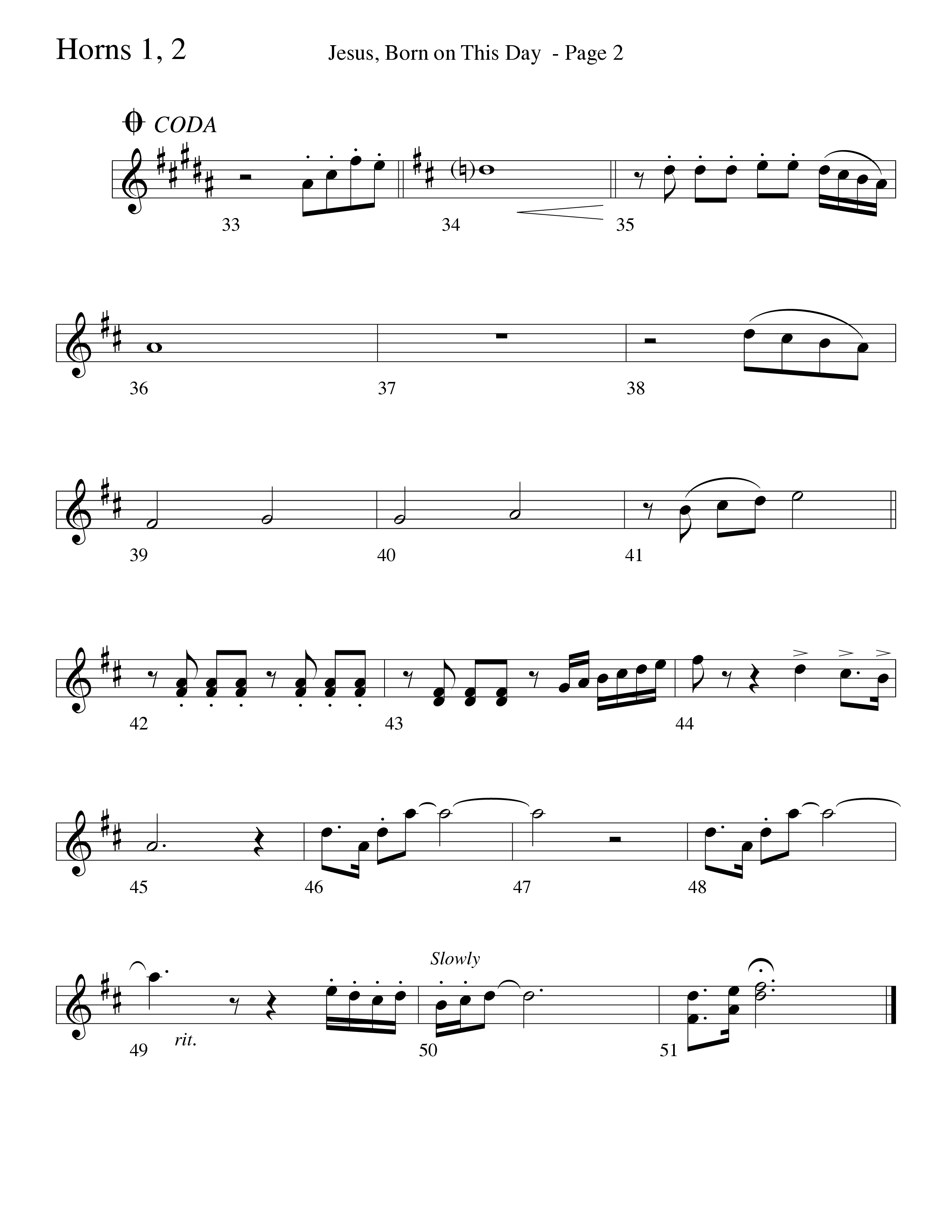 Jesus Born On This Day French Horn 1/2 (Word Music Choral / Arr. Dave Williamson)