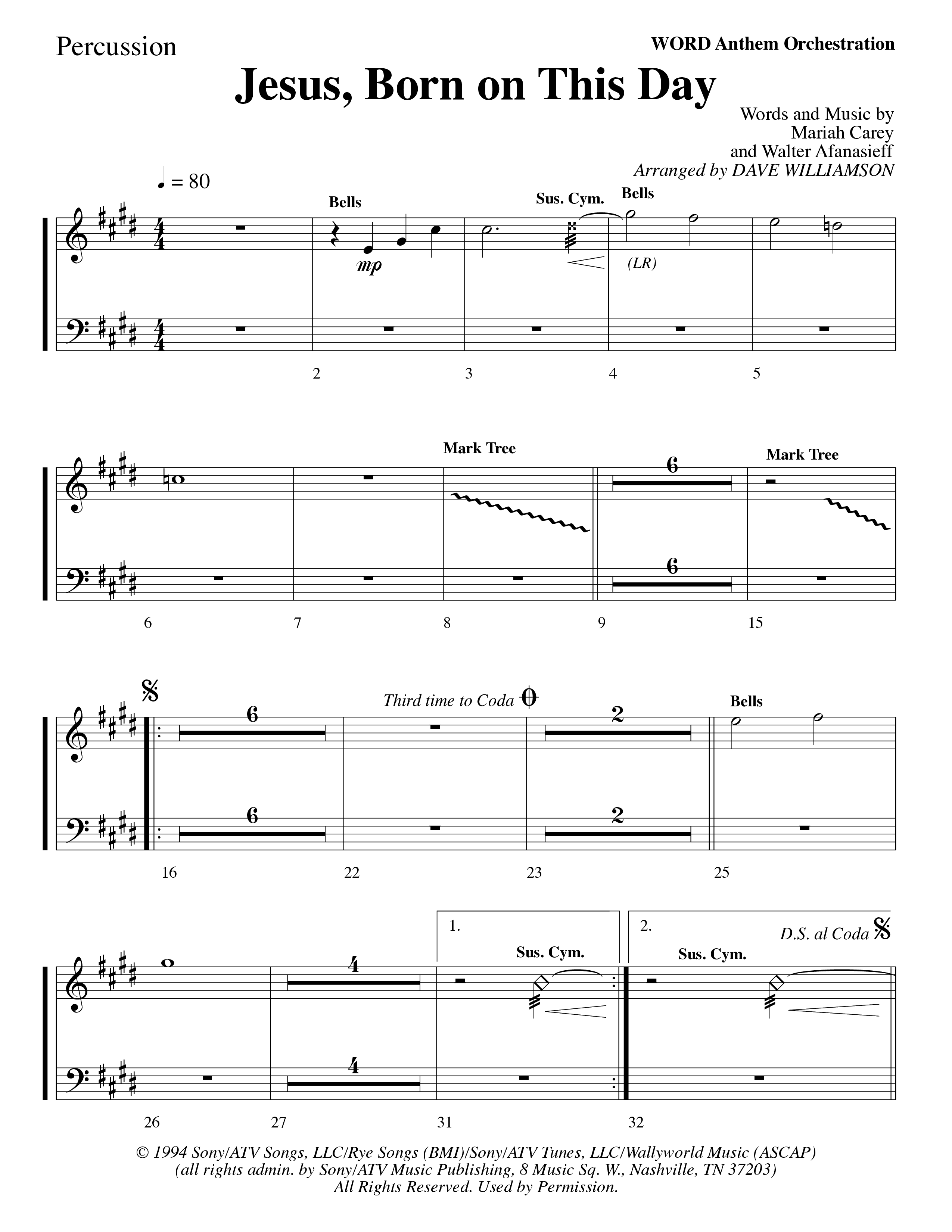 Jesus Born On This Day Percussion (Word Music Choral / Arr. Dave Williamson)