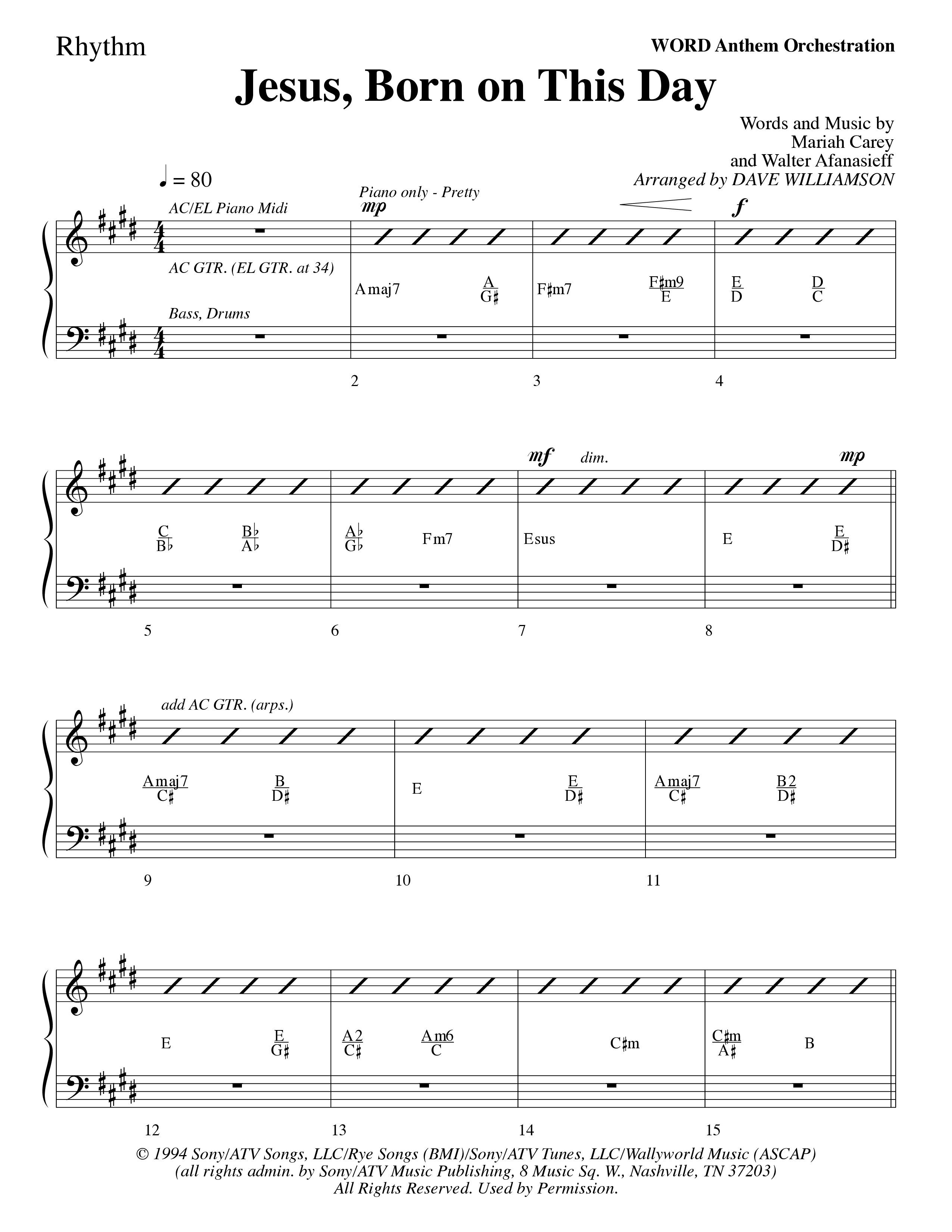 Jesus Born On This Day Rhythm Chart (Word Music Choral / Arr. Dave Williamson)
