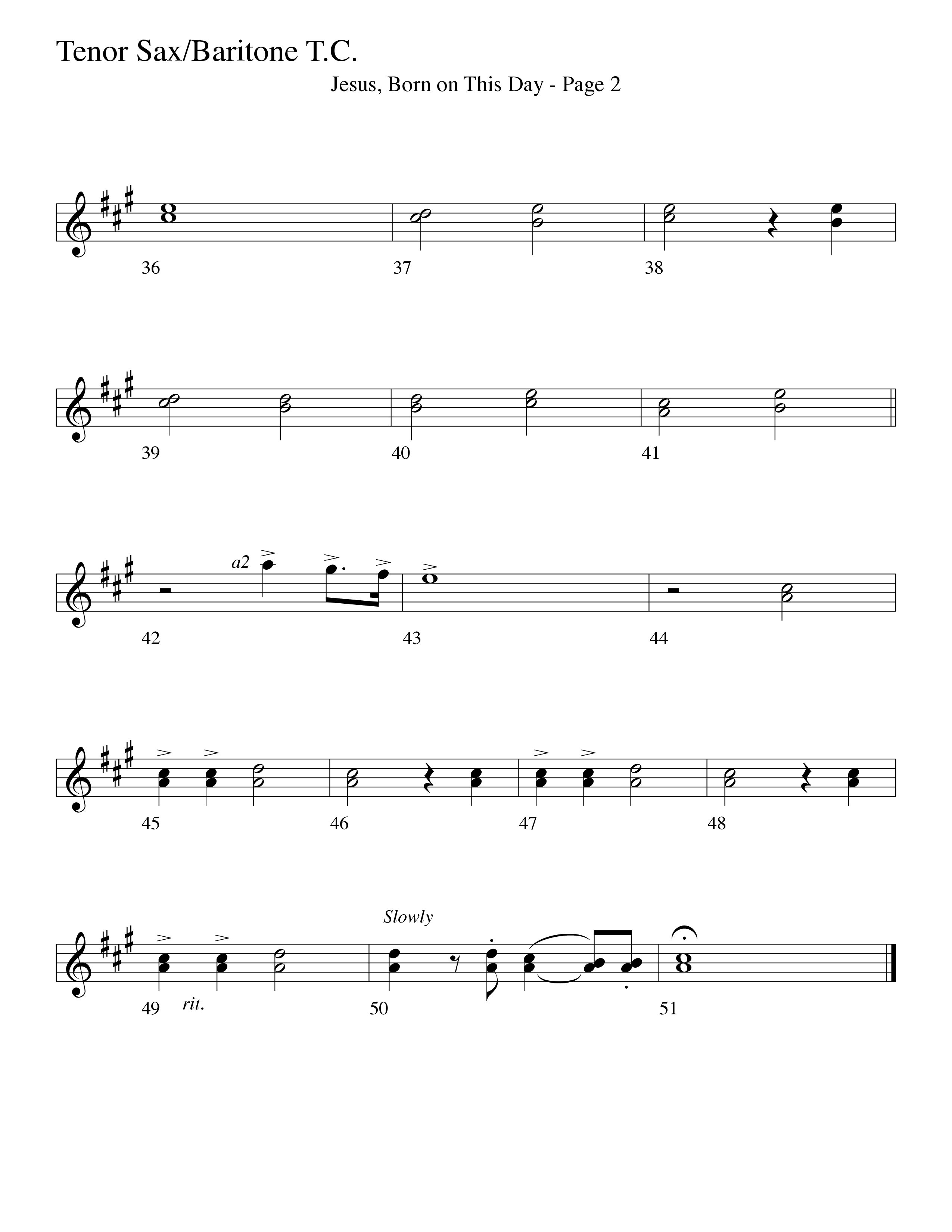 Jesus Born On This Day Tenor Sax/Baritone T.C. (Word Music Choral / Arr. Dave Williamson)