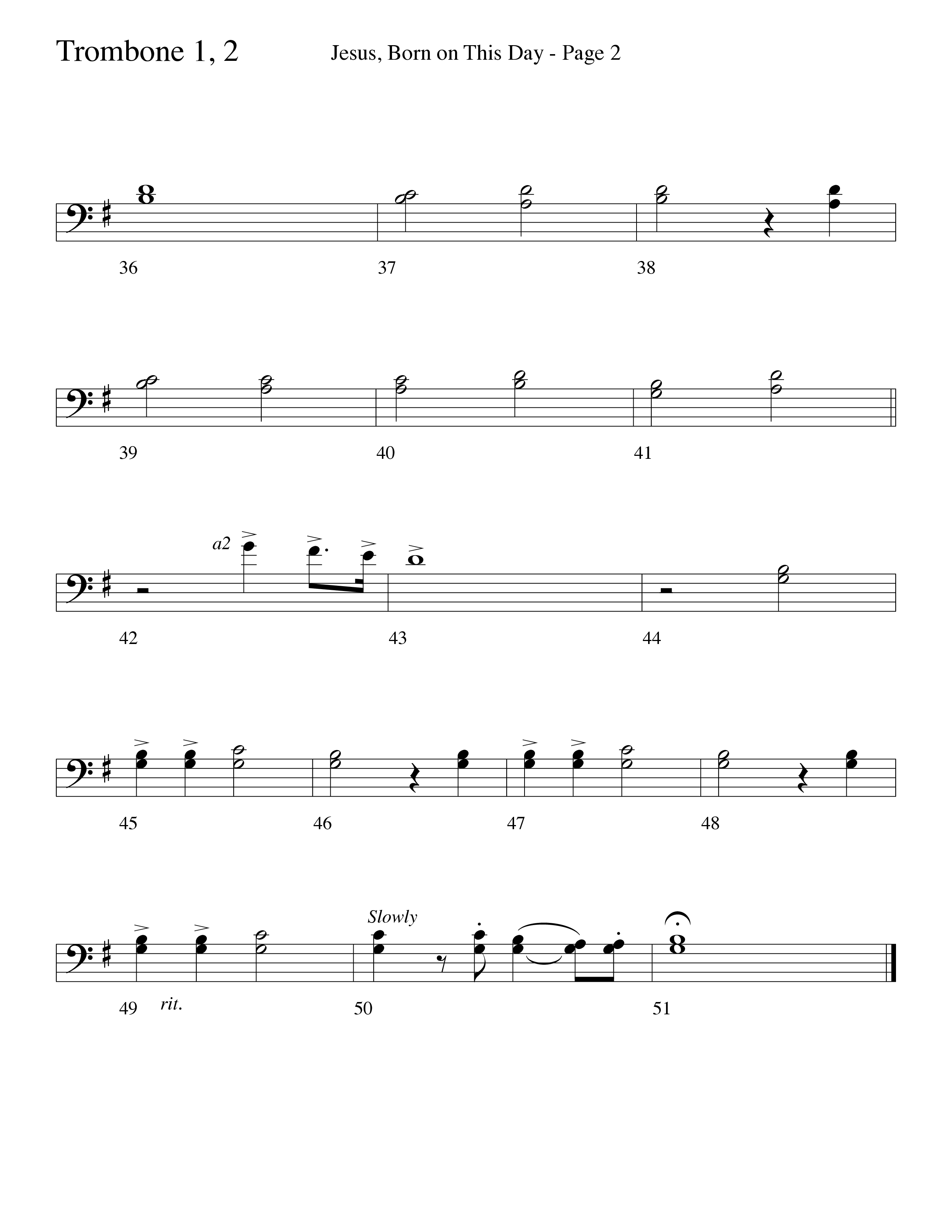 Jesus Born On This Day Trombone 1/2 (Word Music Choral / Arr. Dave Williamson)