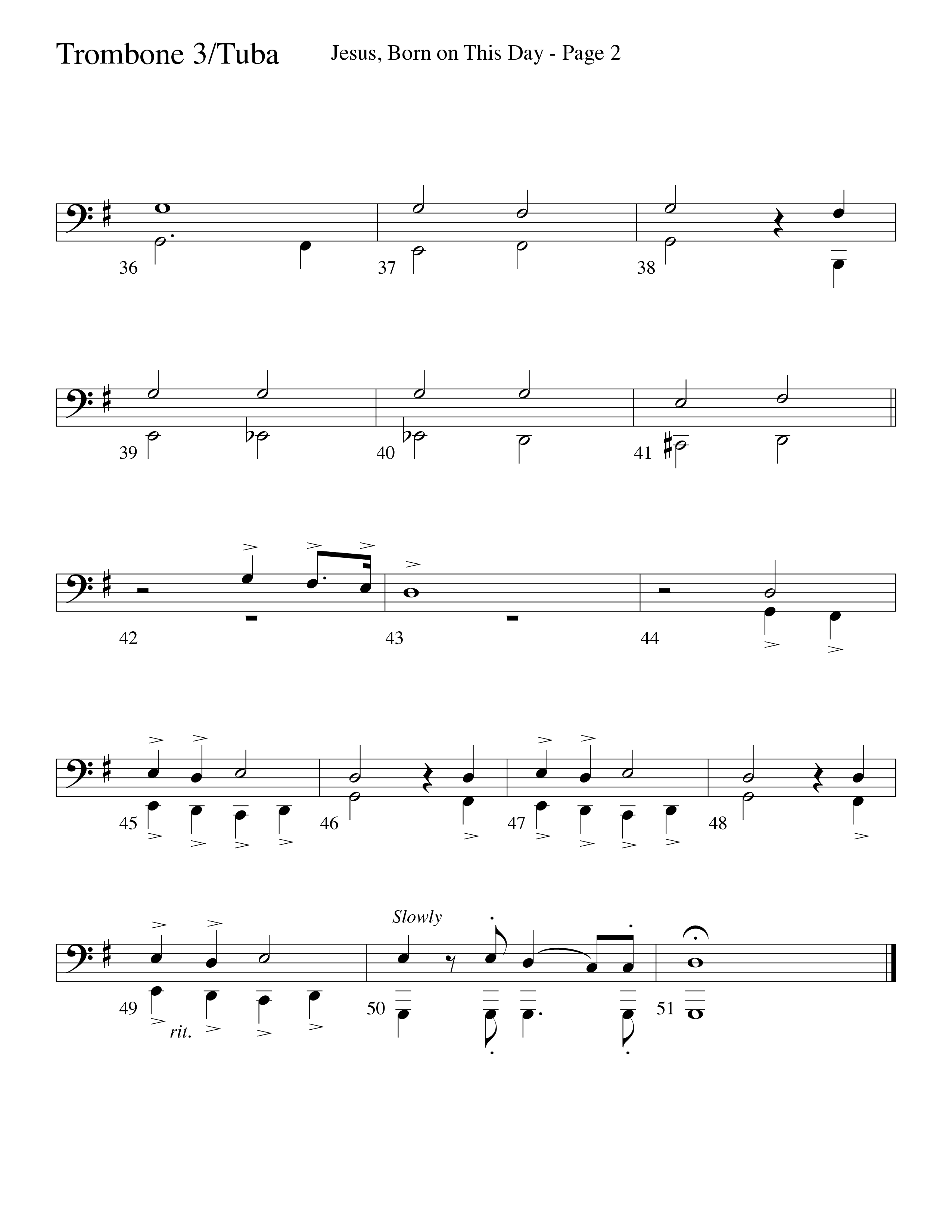 Jesus Born On This Day Trombone 3/Tuba (Word Music Choral / Arr. Dave Williamson)