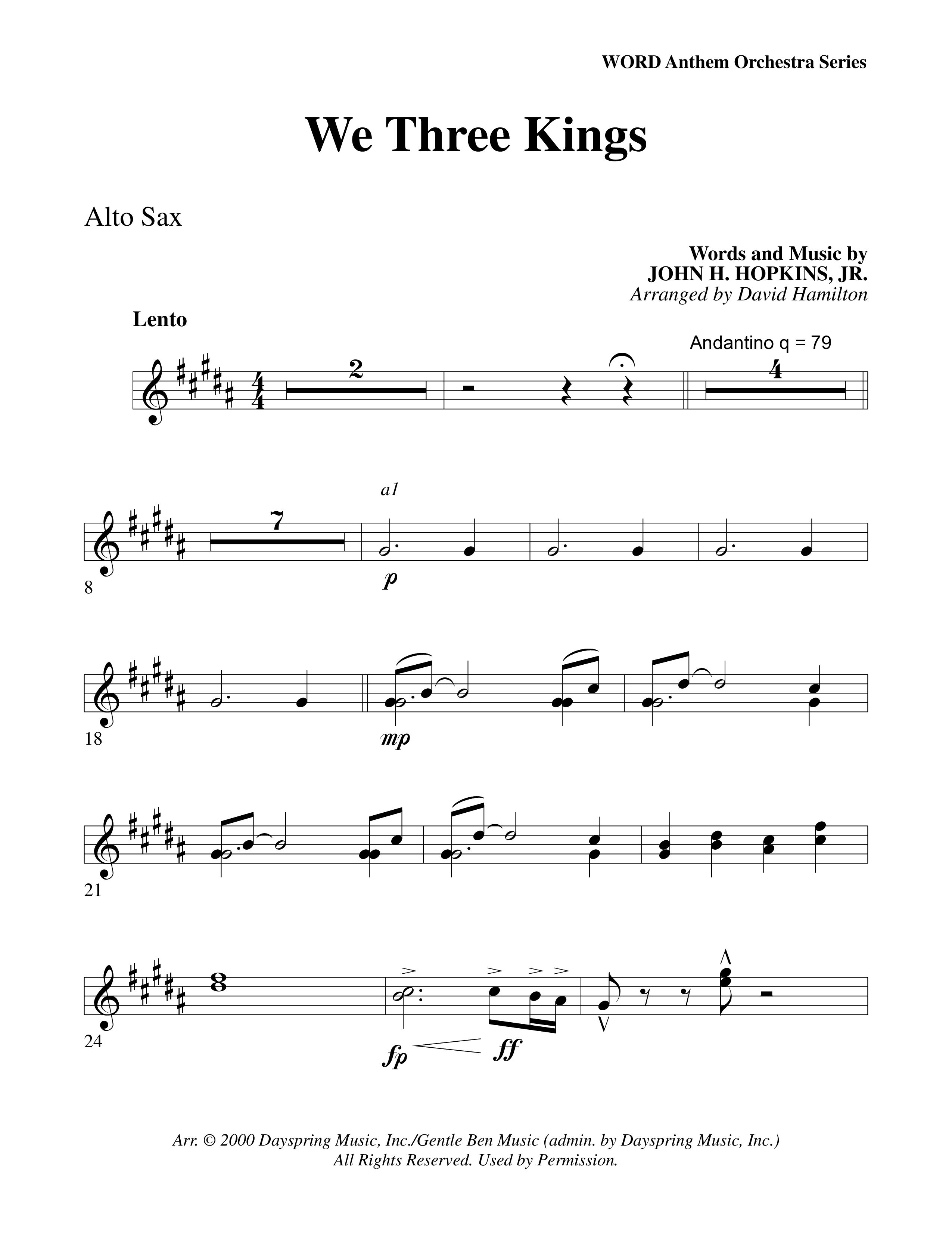 We Three Kings Alto Sax (Word Music Choral / Arr. David Hamilton)