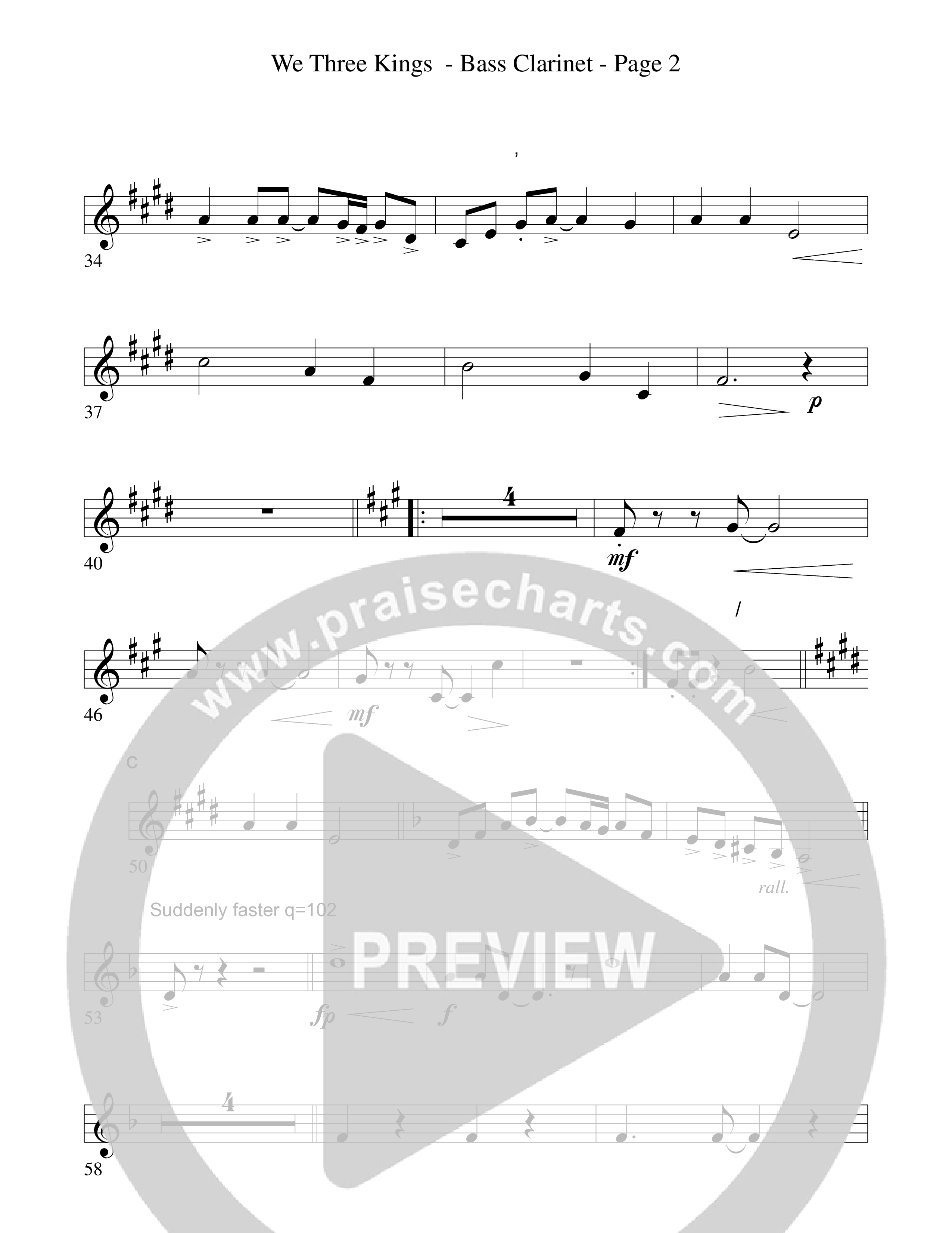 We Three Kings Bass Clarinet (Word Music Choral / Arr. David Hamilton)