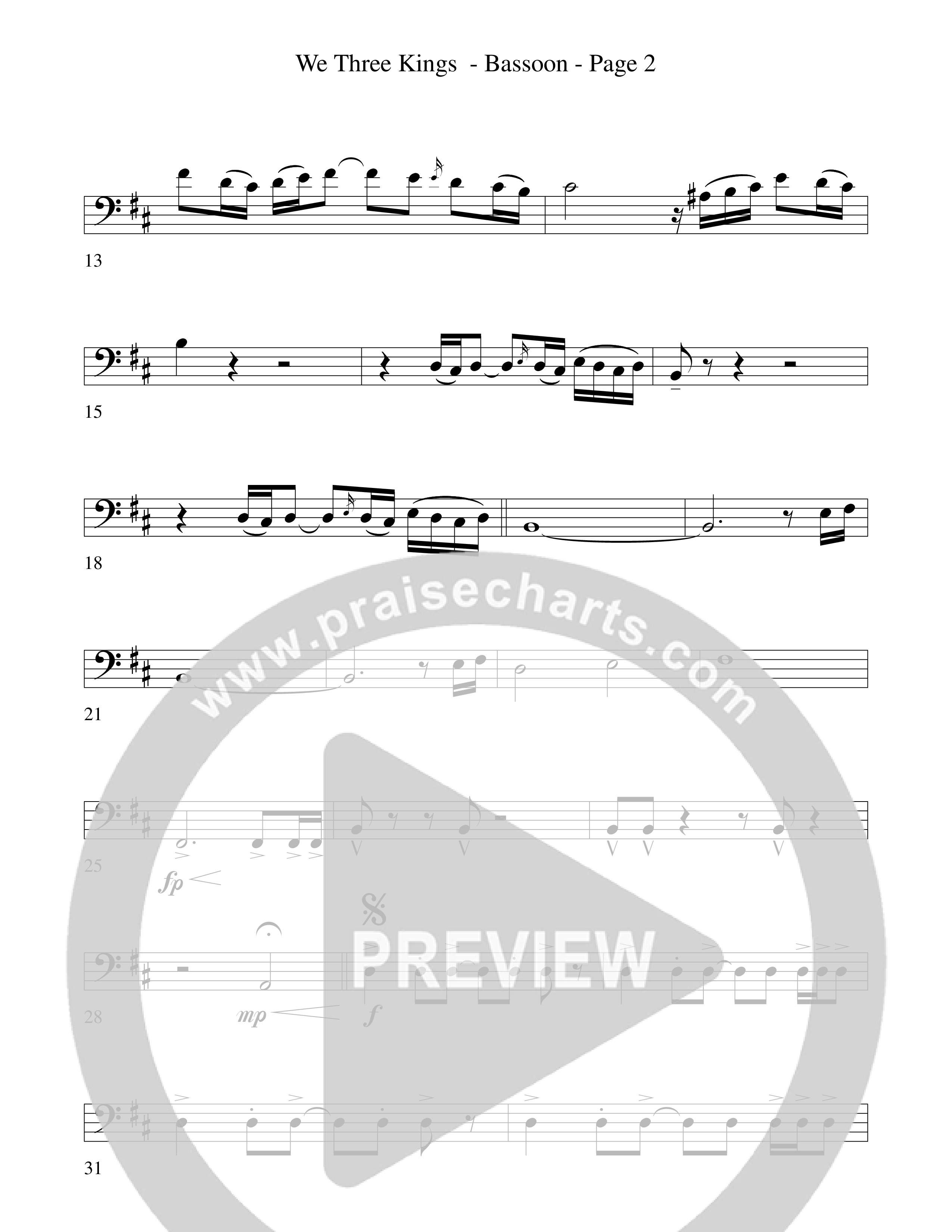 We Three Kings Bassoon (Word Music Choral / Arr. David Hamilton)