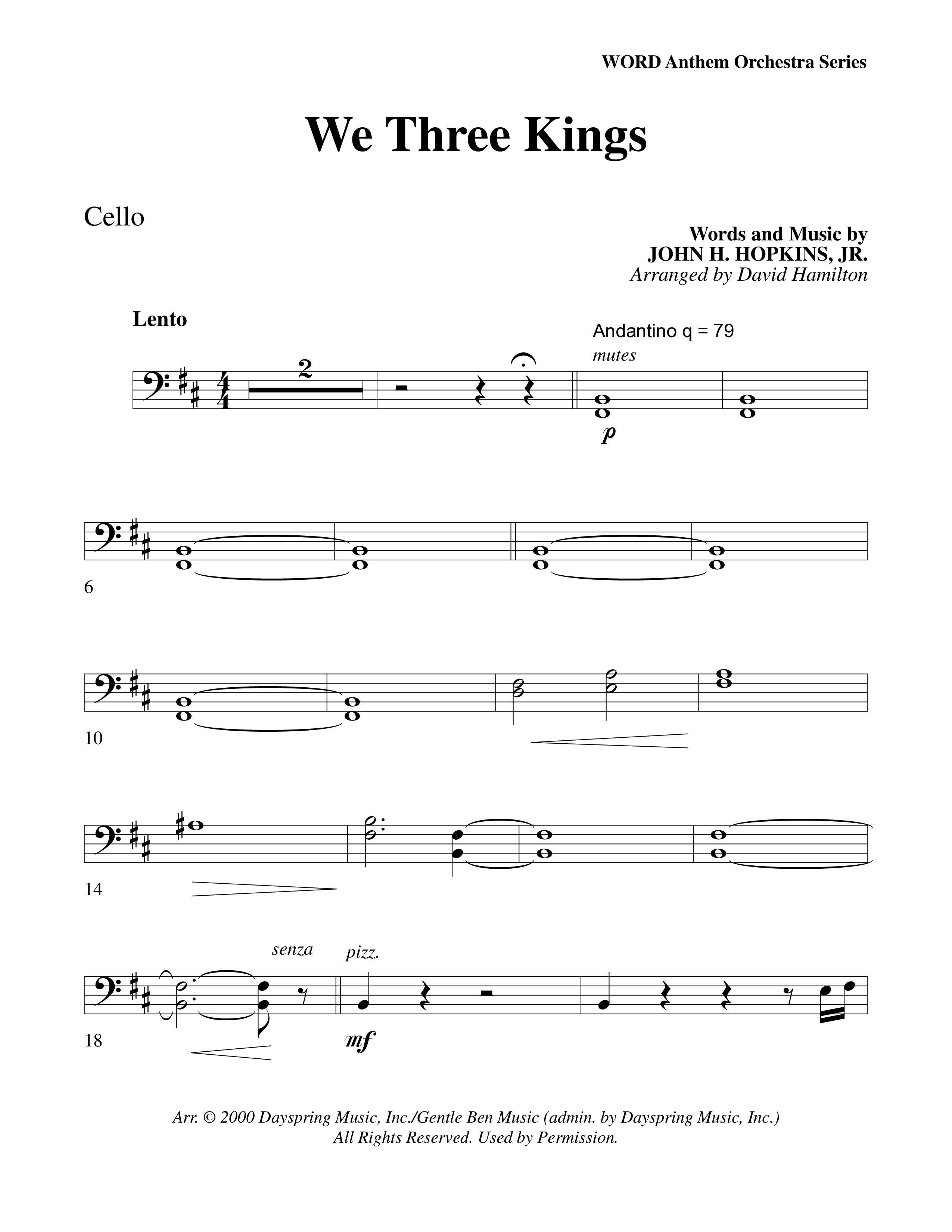 We Three Kings Cello (Word Music Choral / Arr. David Hamilton)