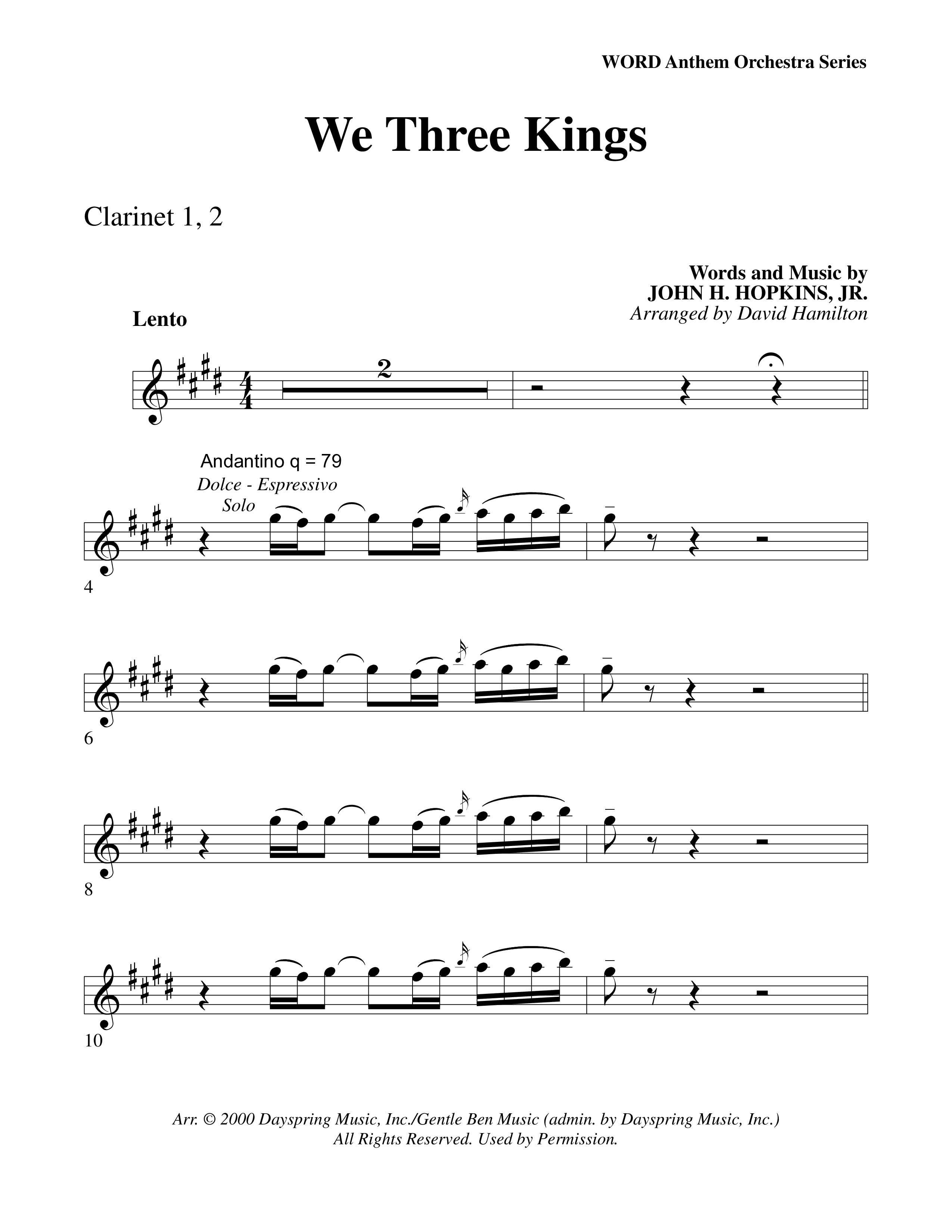 We Three Kings Clarinet 1/2 (Word Music Choral / Arr. David Hamilton)