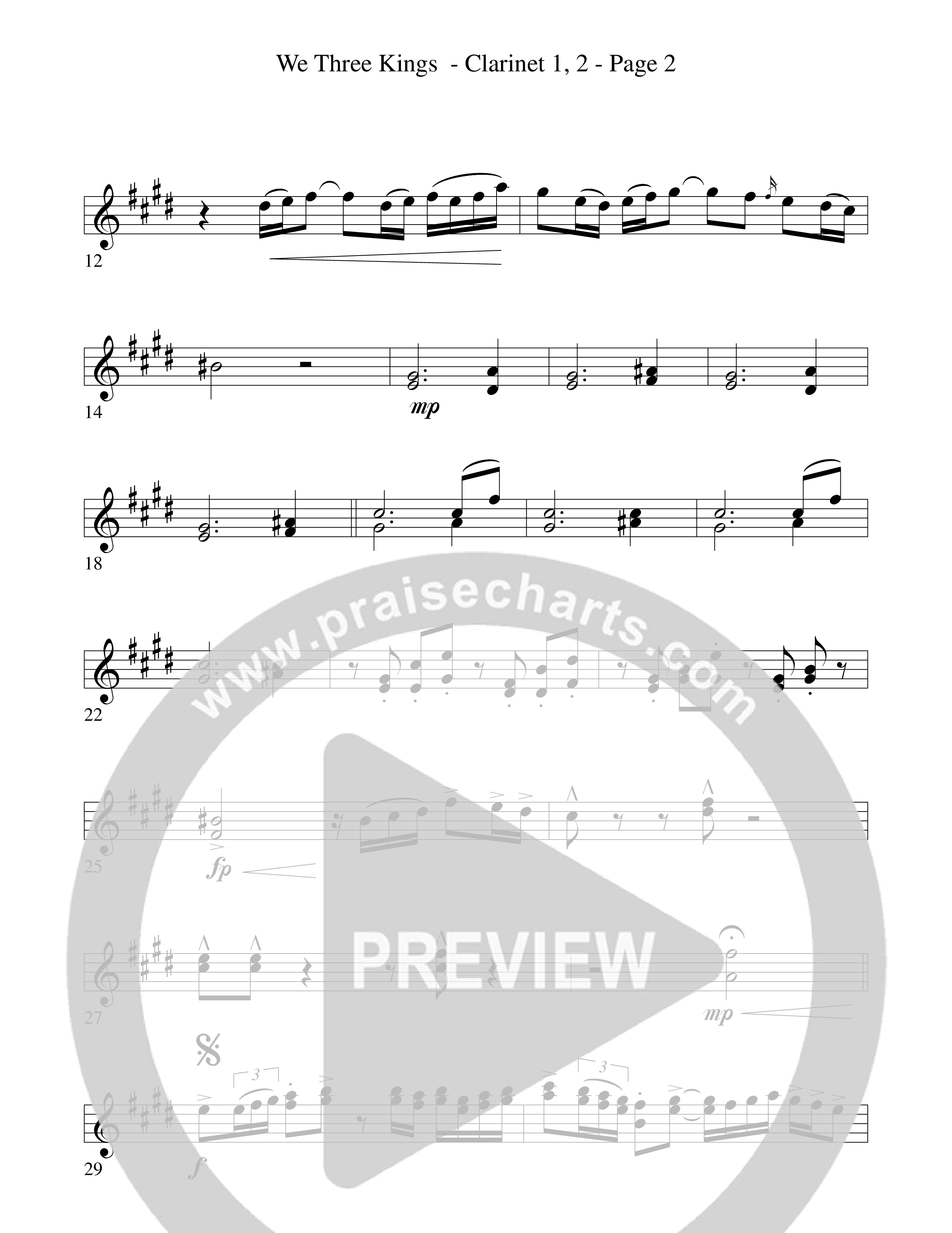 We Three Kings Clarinet 1/2 (Word Music Choral / Arr. David Hamilton)