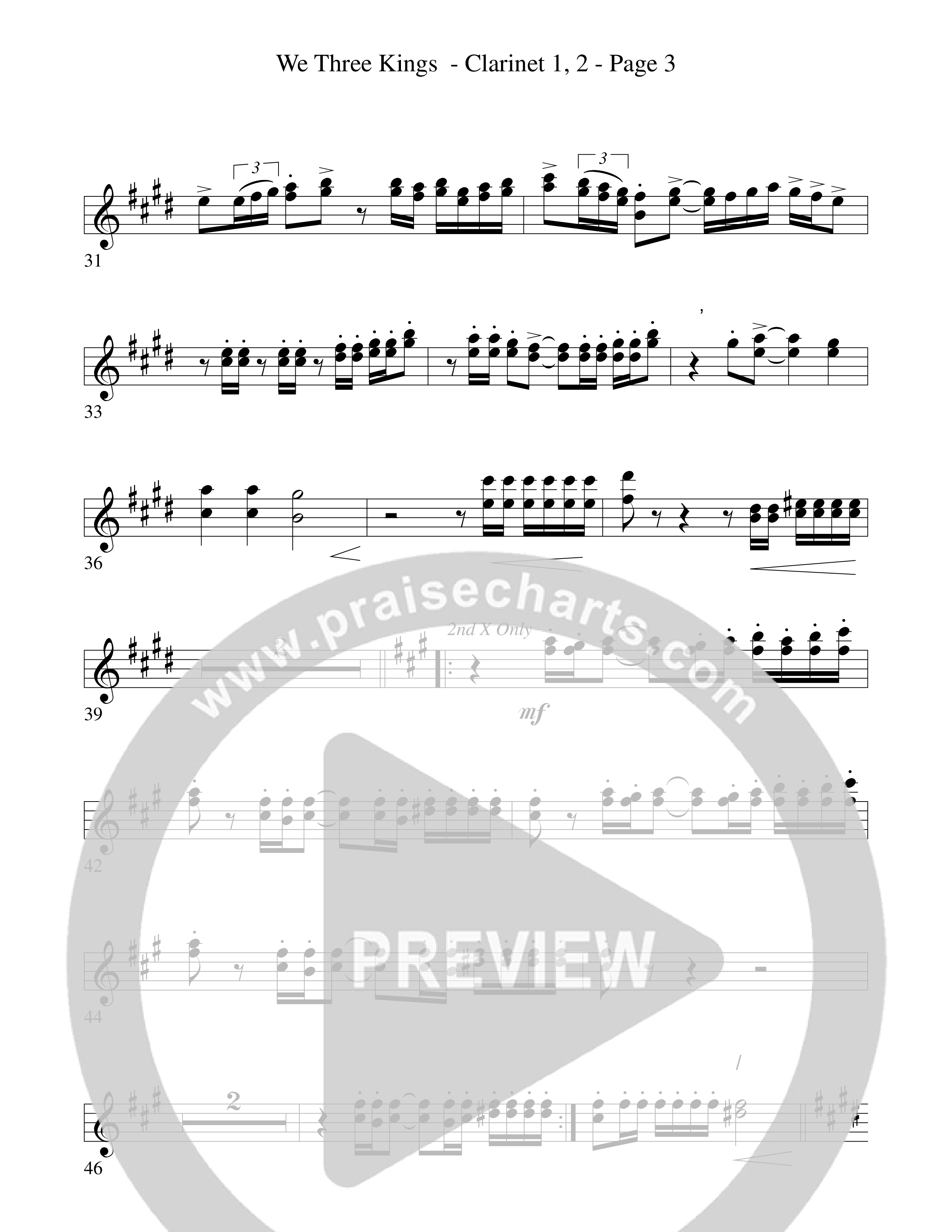 We Three Kings Clarinet 1/2 (Word Music Choral / Arr. David Hamilton)