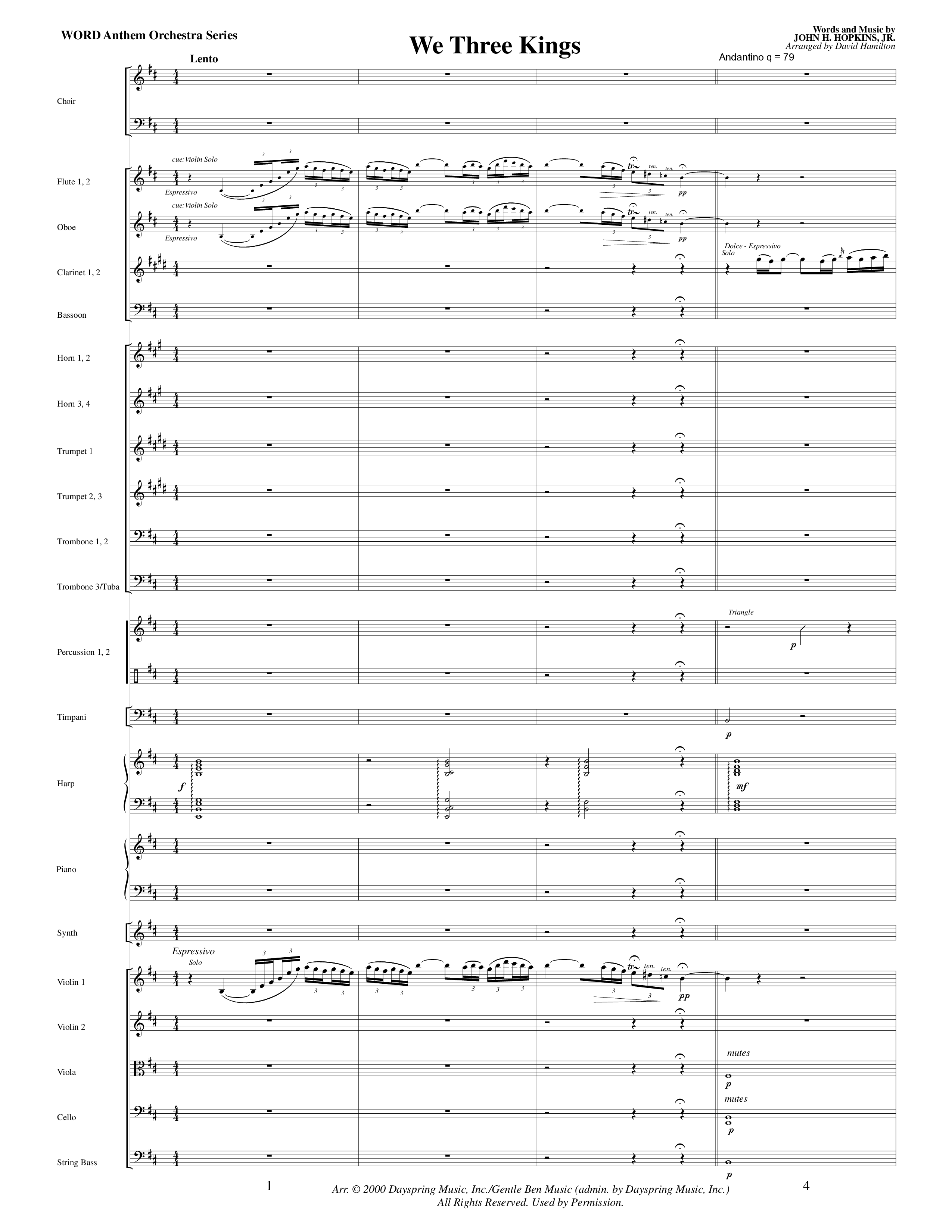 We Three Kings Orchestration (Word Music Choral / Arr. David Hamilton)