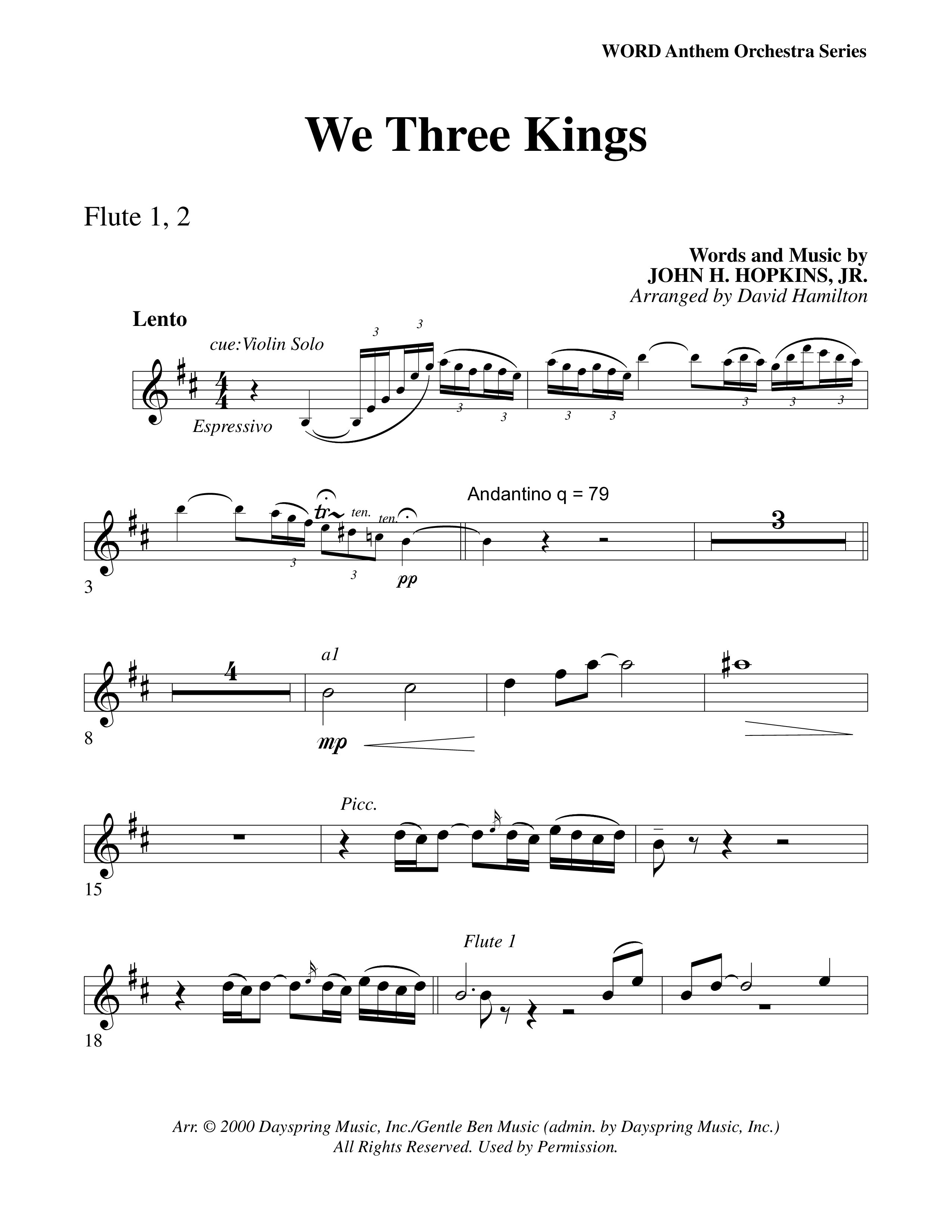 We Three Kings Flute 1/2 (Word Music Choral / Arr. David Hamilton)