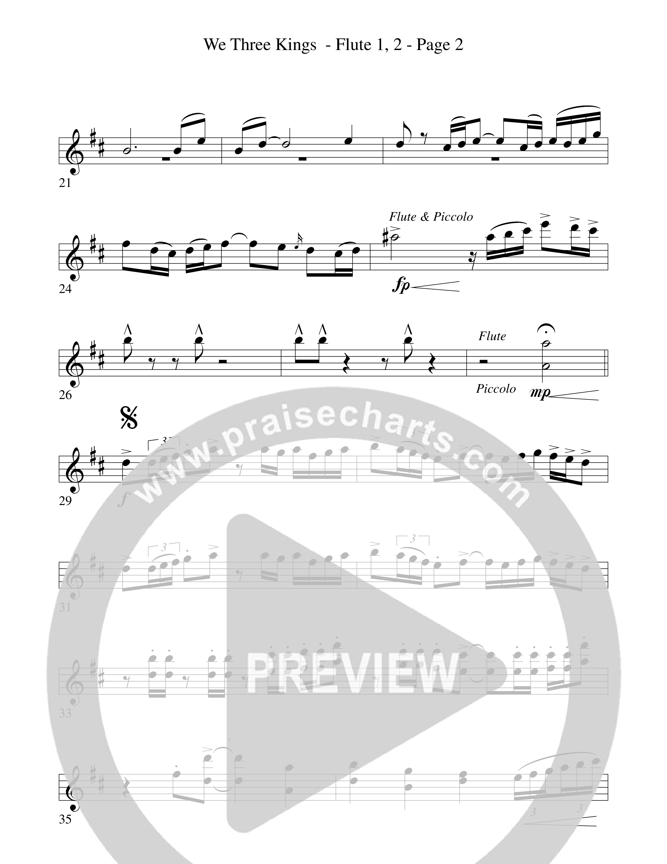 We Three Kings Flute 1/2 (Word Music Choral / Arr. David Hamilton)