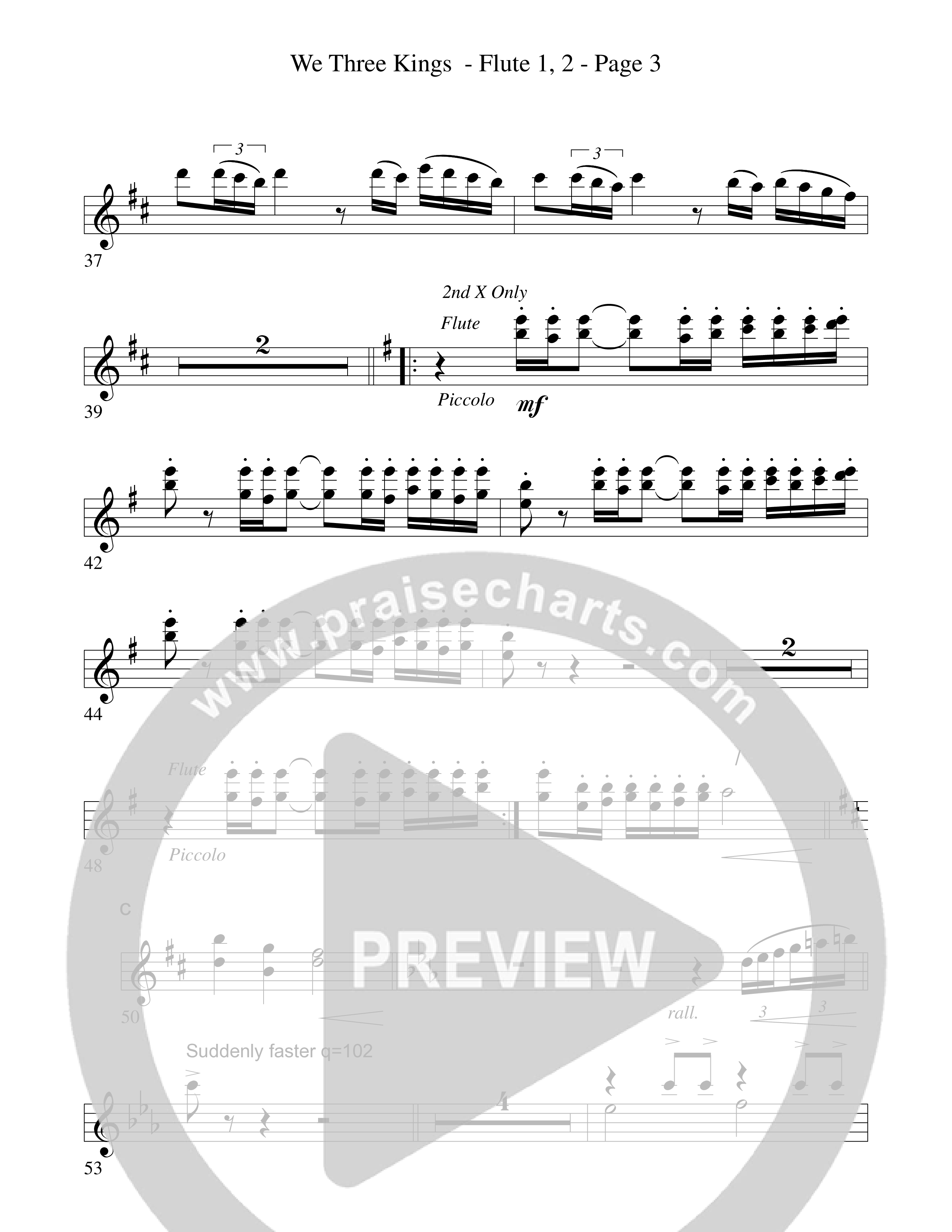 We Three Kings Flute 1/2 (Word Music Choral / Arr. David Hamilton)