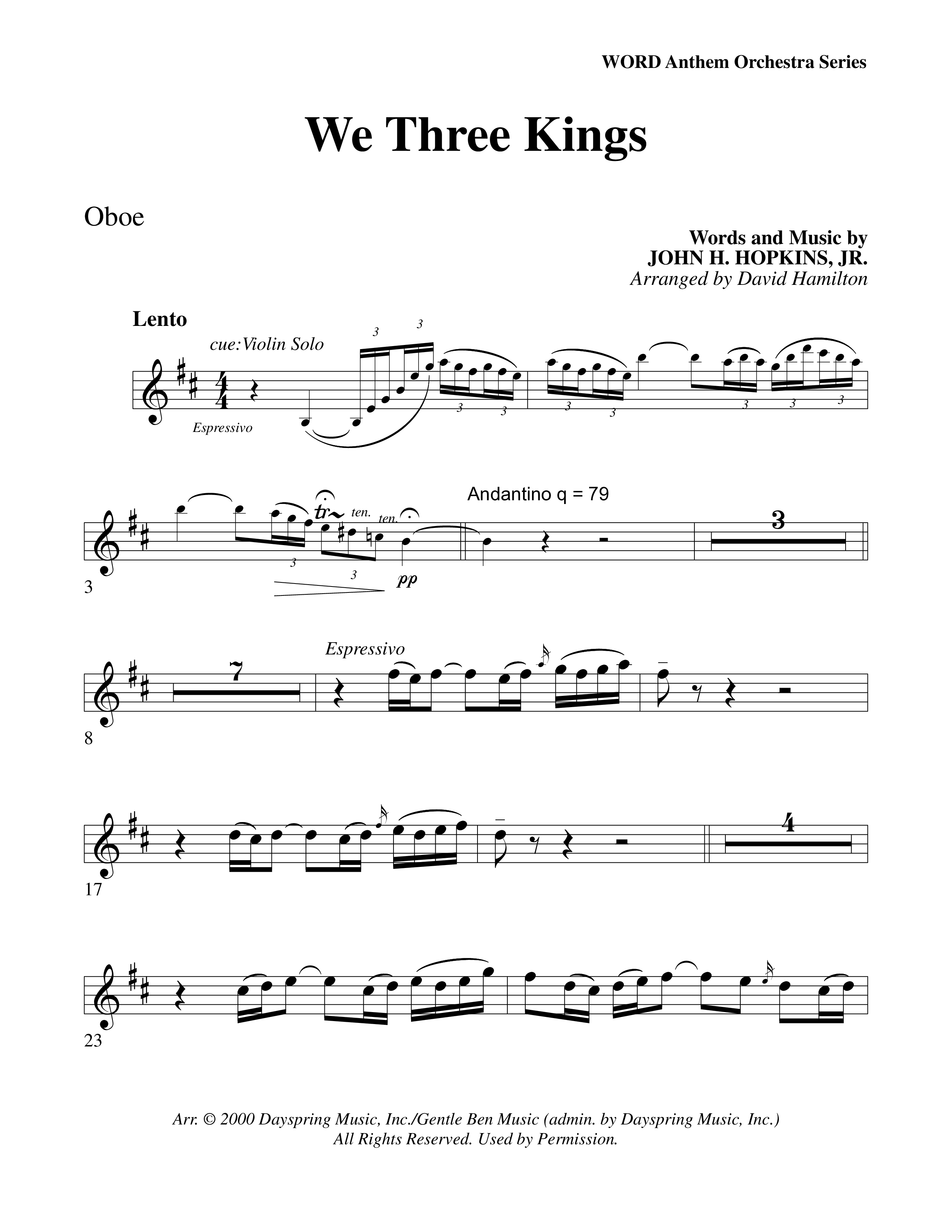 We Three Kings Oboe (Word Music Choral / Arr. David Hamilton)