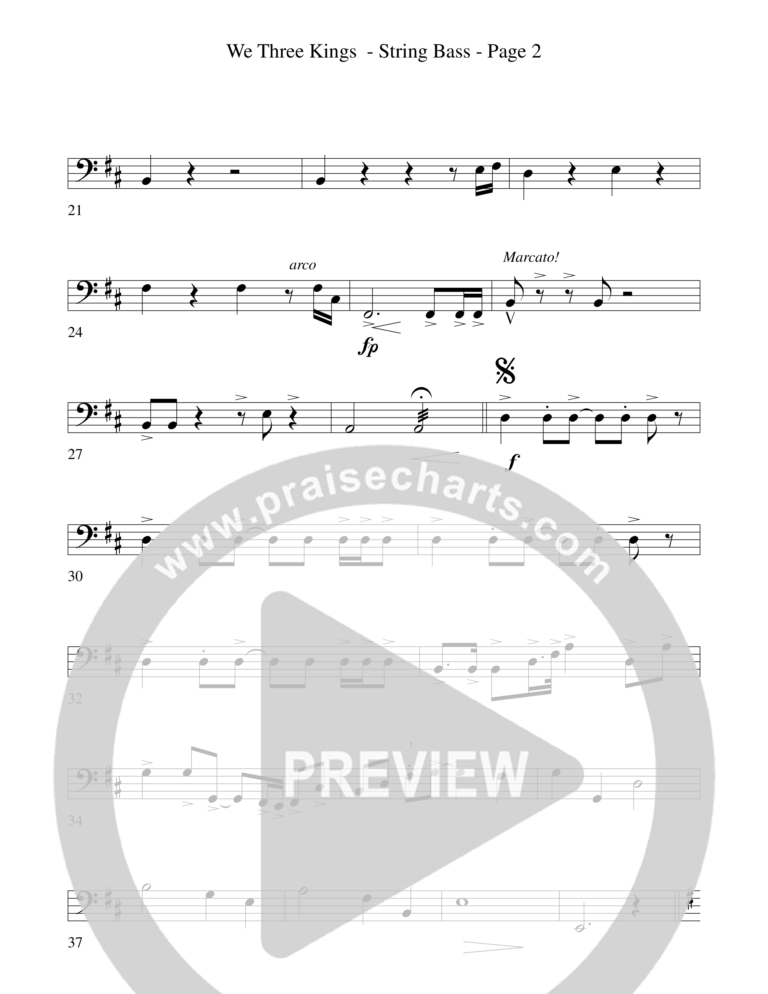 We Three Kings String Bass (Word Music Choral / Arr. David Hamilton)