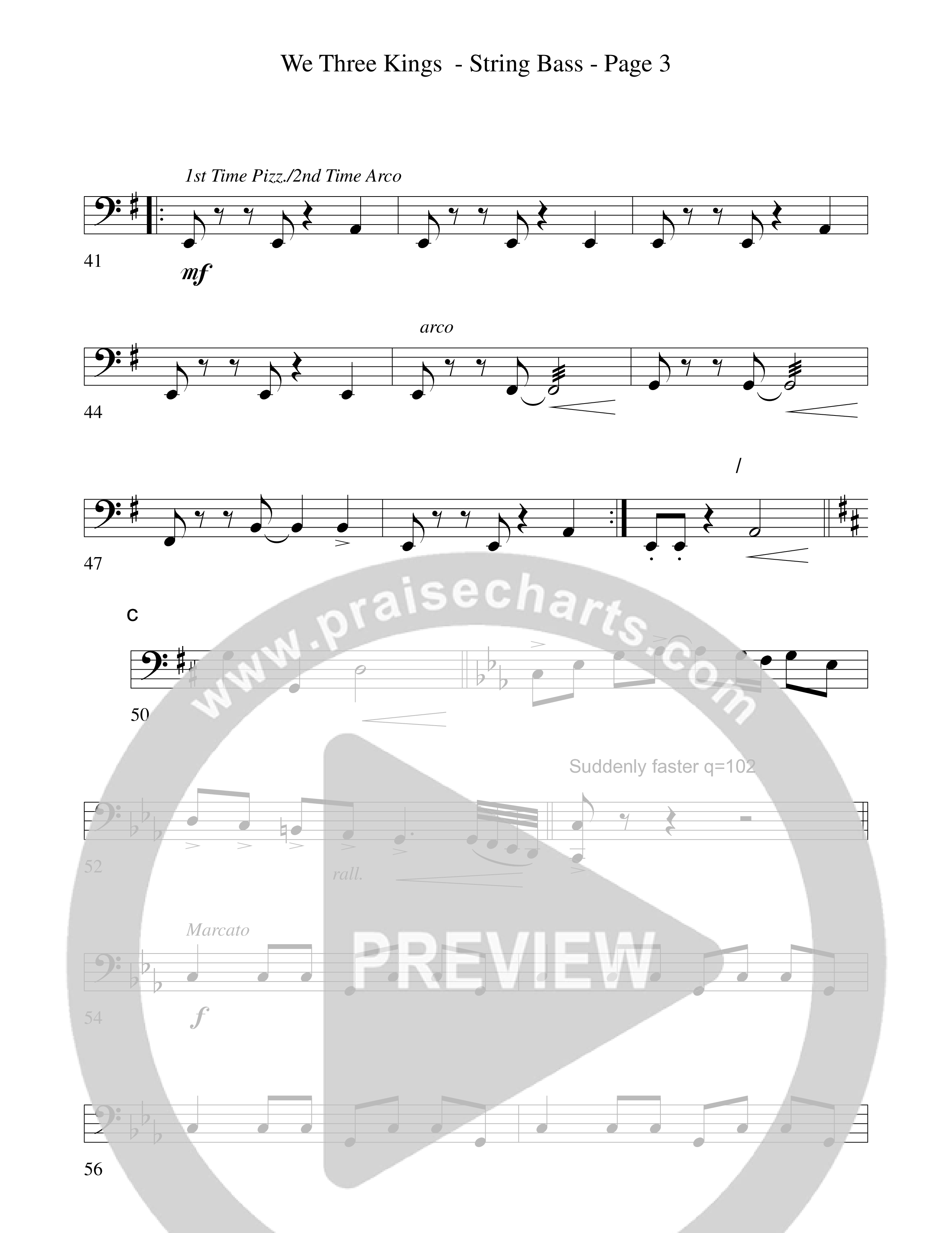 We Three Kings String Bass (Word Music Choral / Arr. David Hamilton)