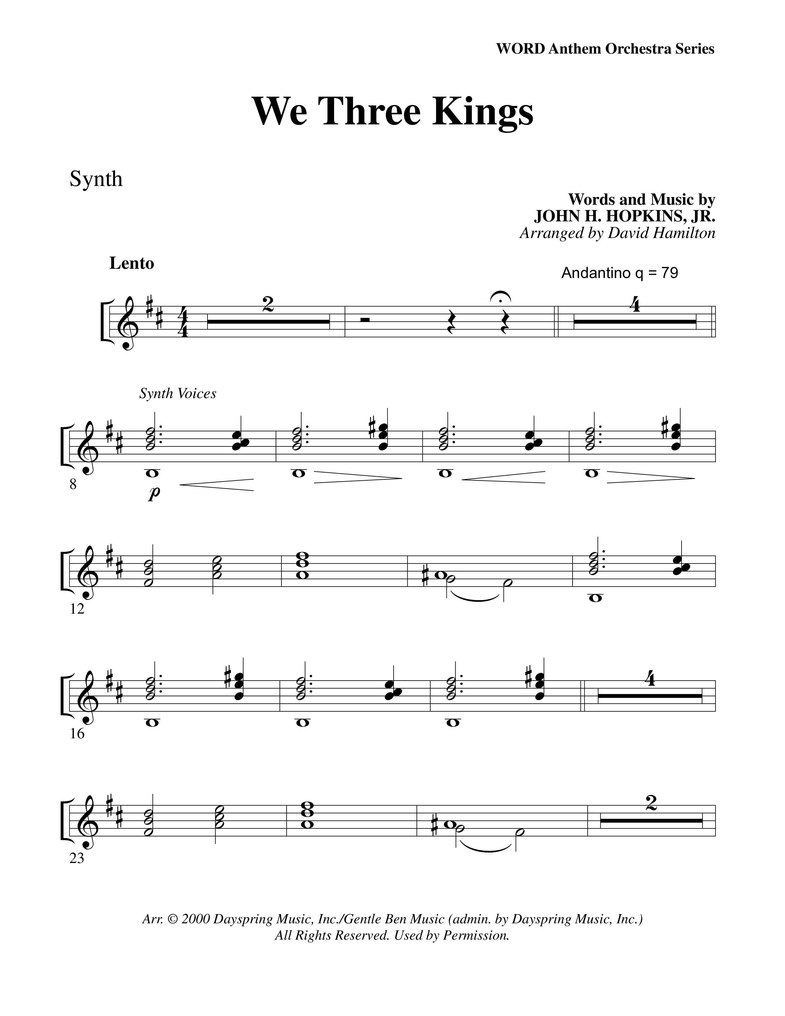 We Three Kings Synth (Word Music Choral / Arr. David Hamilton)