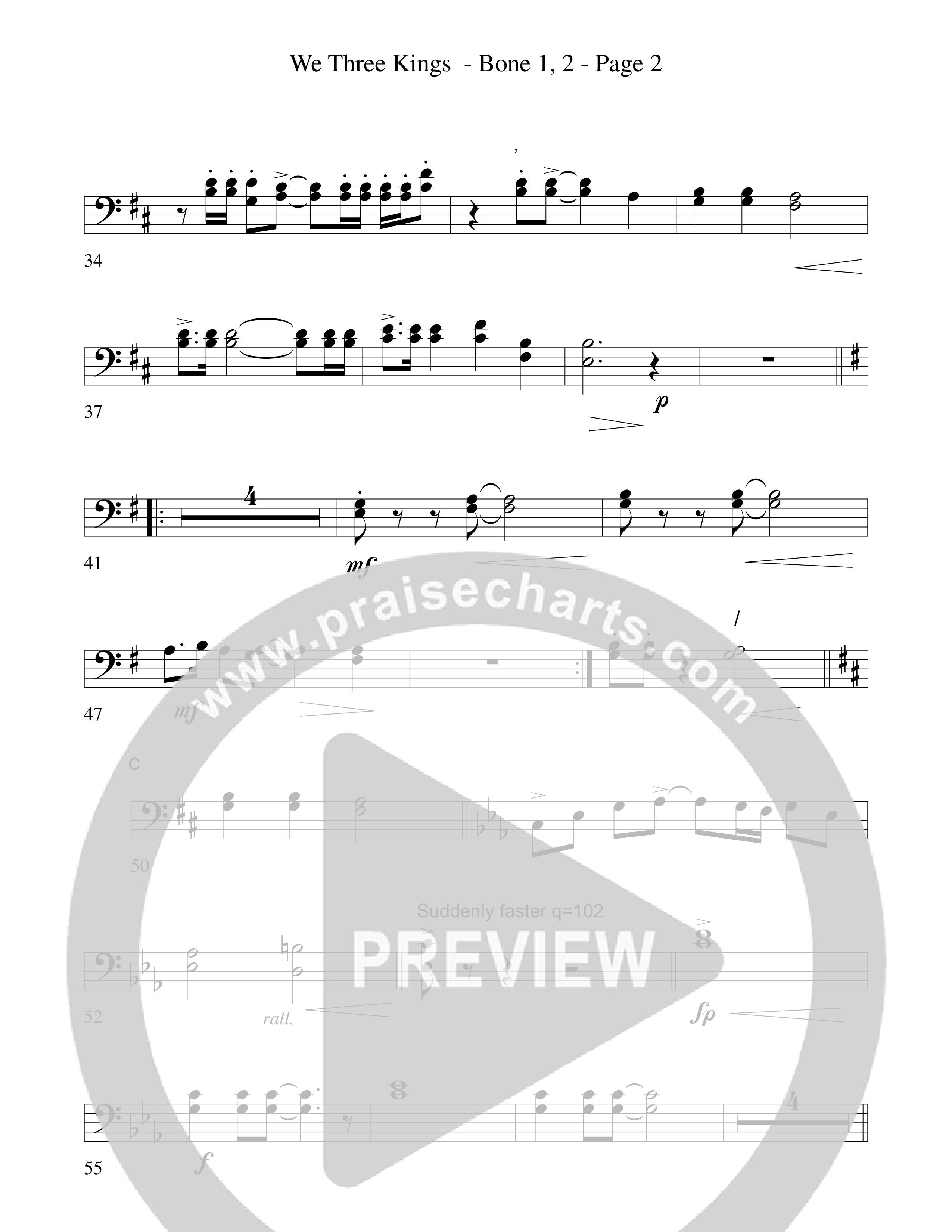 We Three Kings Trombone 1/2 (Word Music Choral / Arr. David Hamilton)