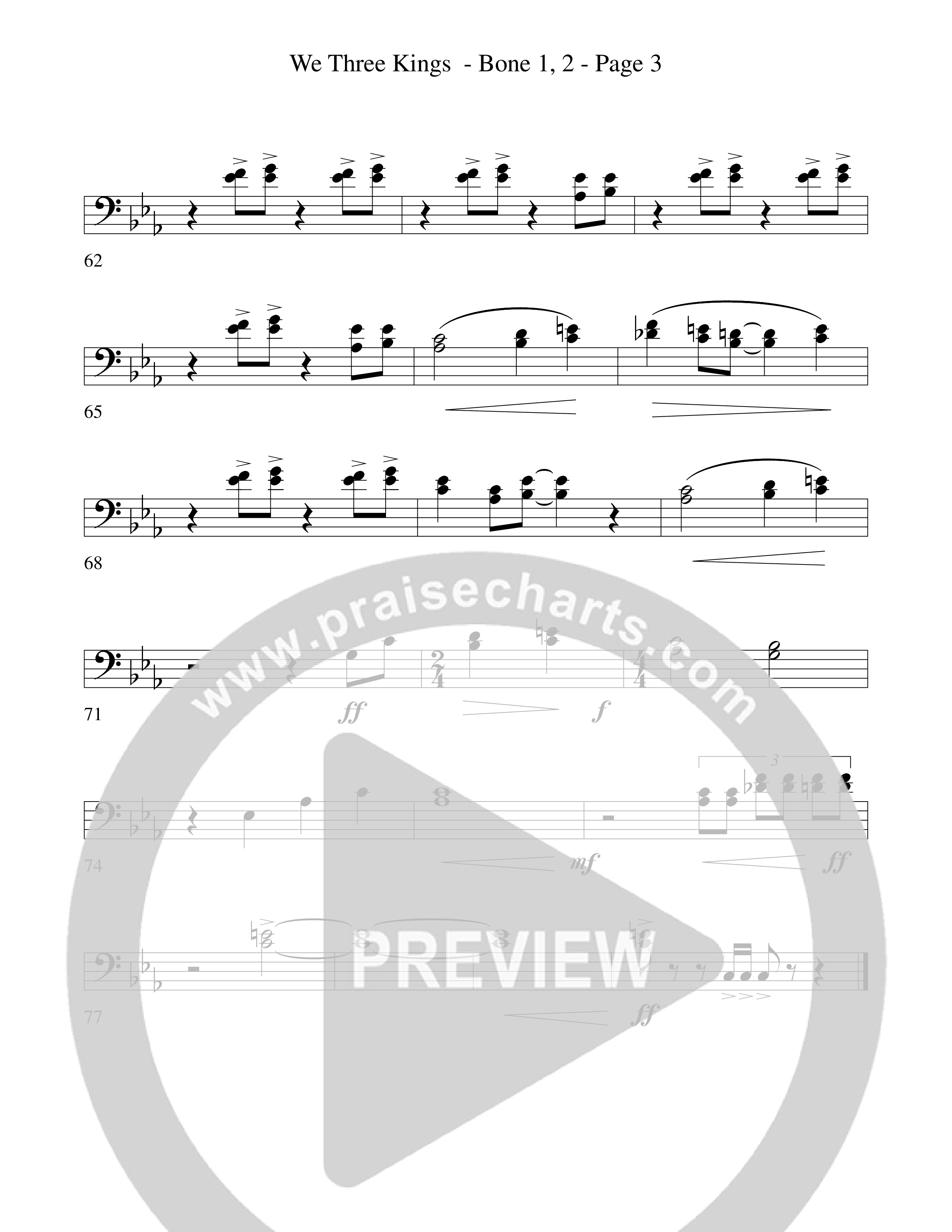 We Three Kings Trombone 1/2 (Word Music Choral / Arr. David Hamilton)