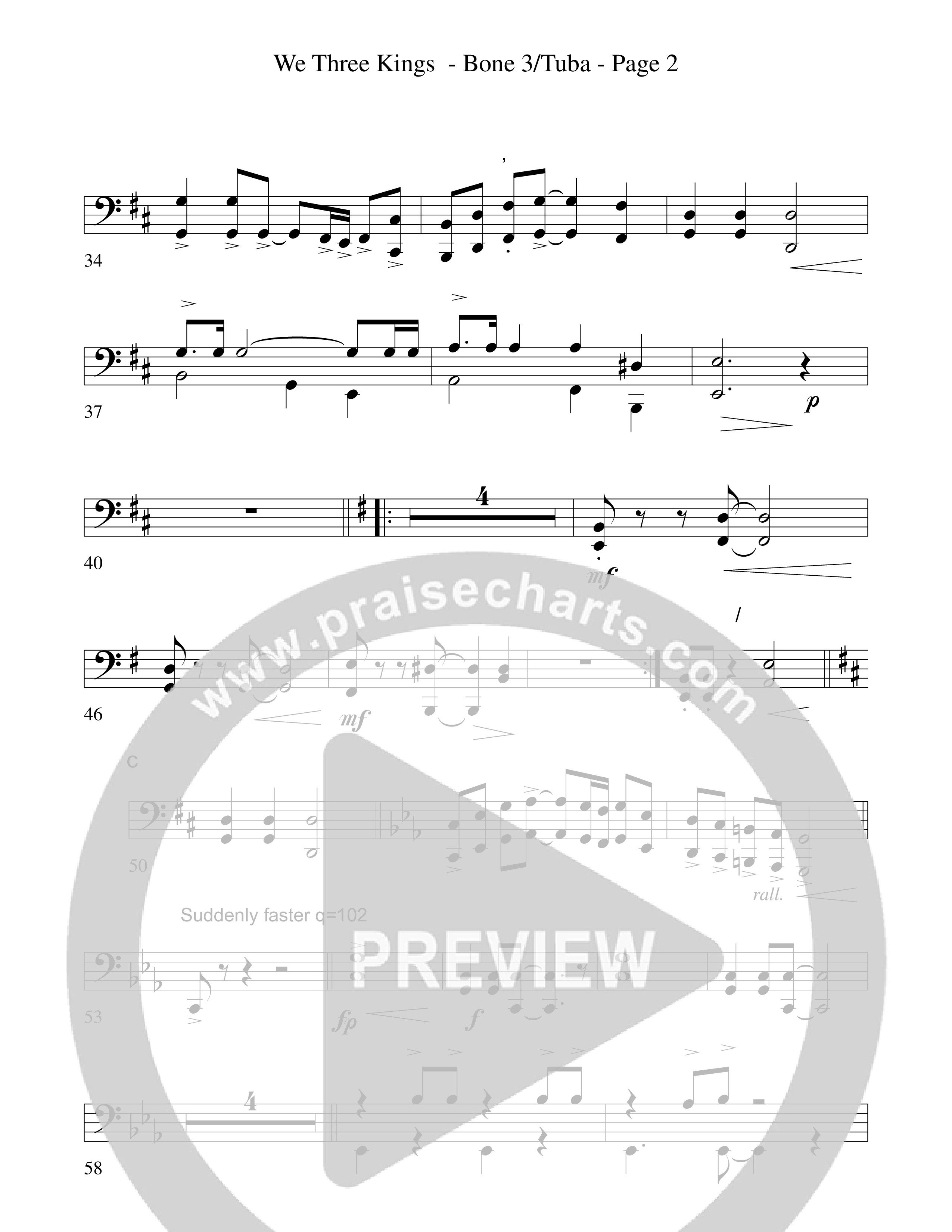 We Three Kings Trombone 3/Tuba (Word Music Choral / Arr. David Hamilton)