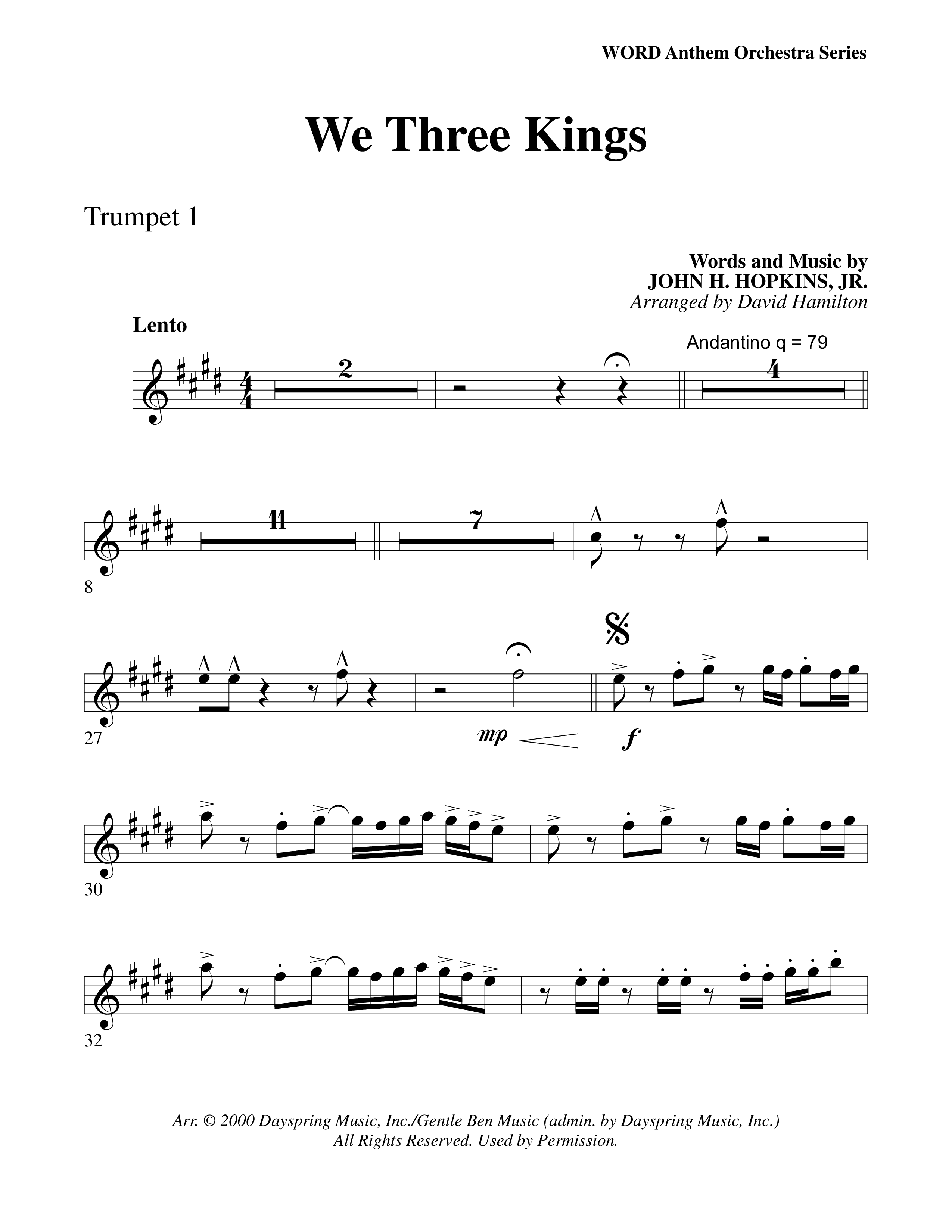We Three Kings Trumpet 1 (Word Music Choral / Arr. David Hamilton)