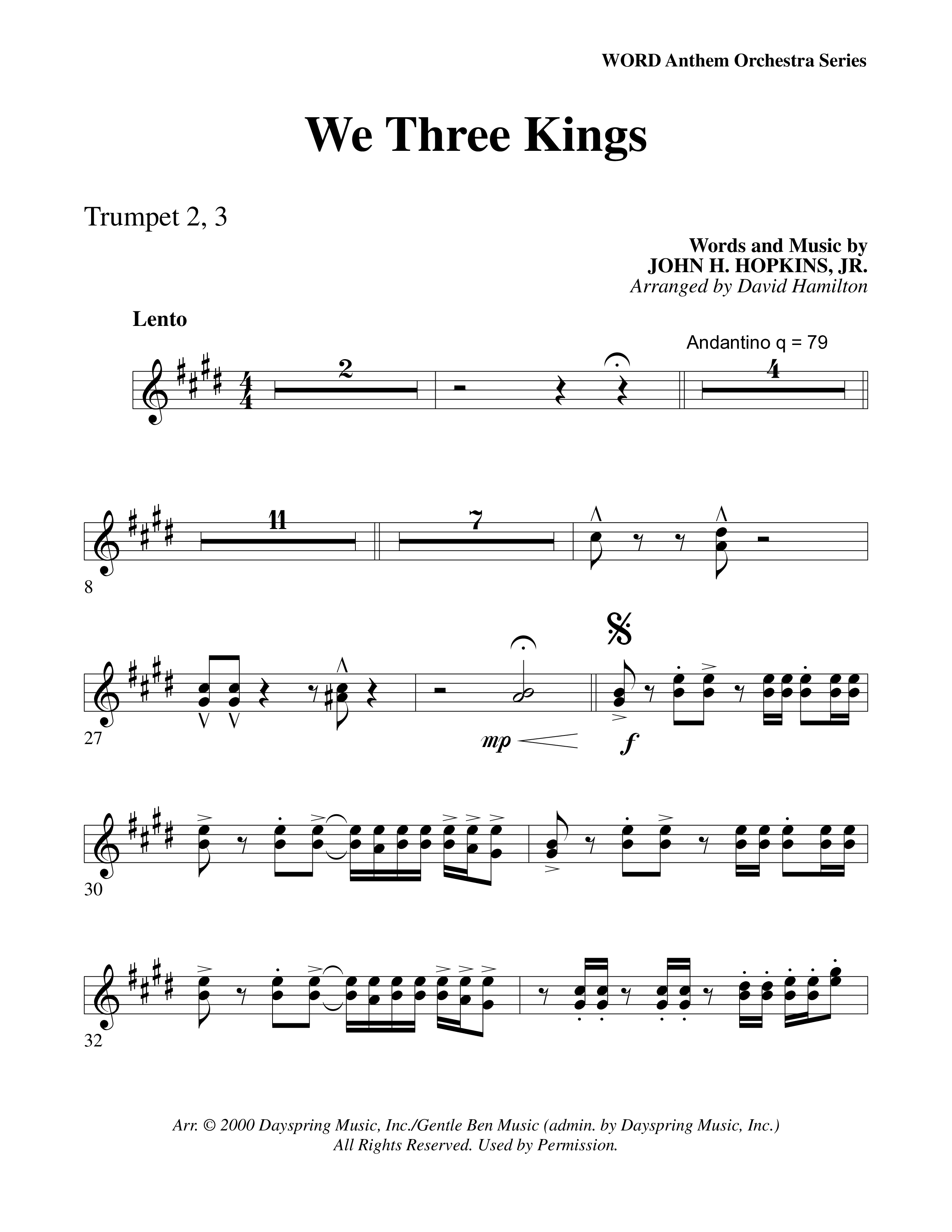 We Three Kings Trumpet 2/3 (Word Music Choral / Arr. David Hamilton)